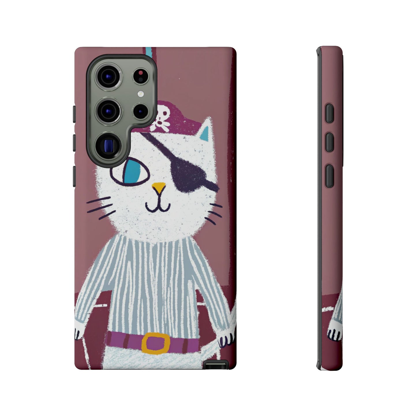 Phone Cases - Hand-Drawn Pirate Cat Design for Cat Lovers