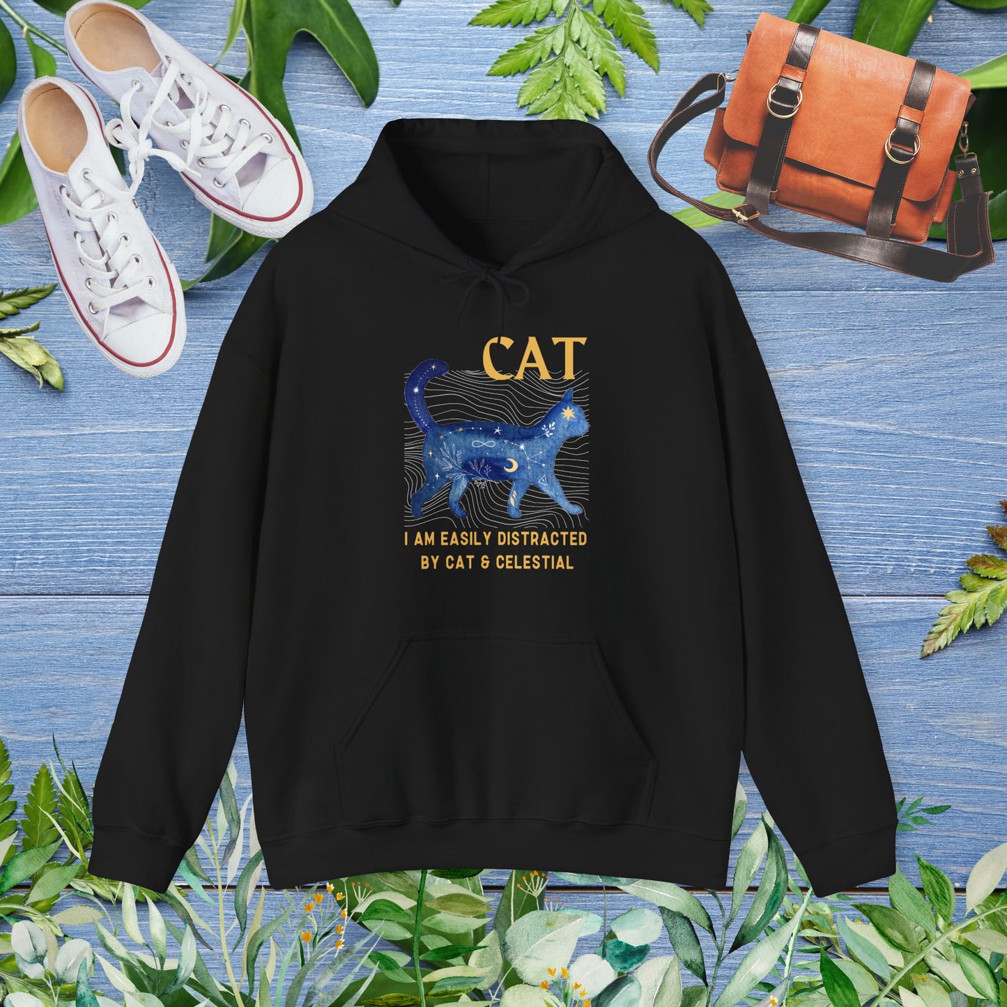 Cat and Celestial Unisex Hoodie - furevermama