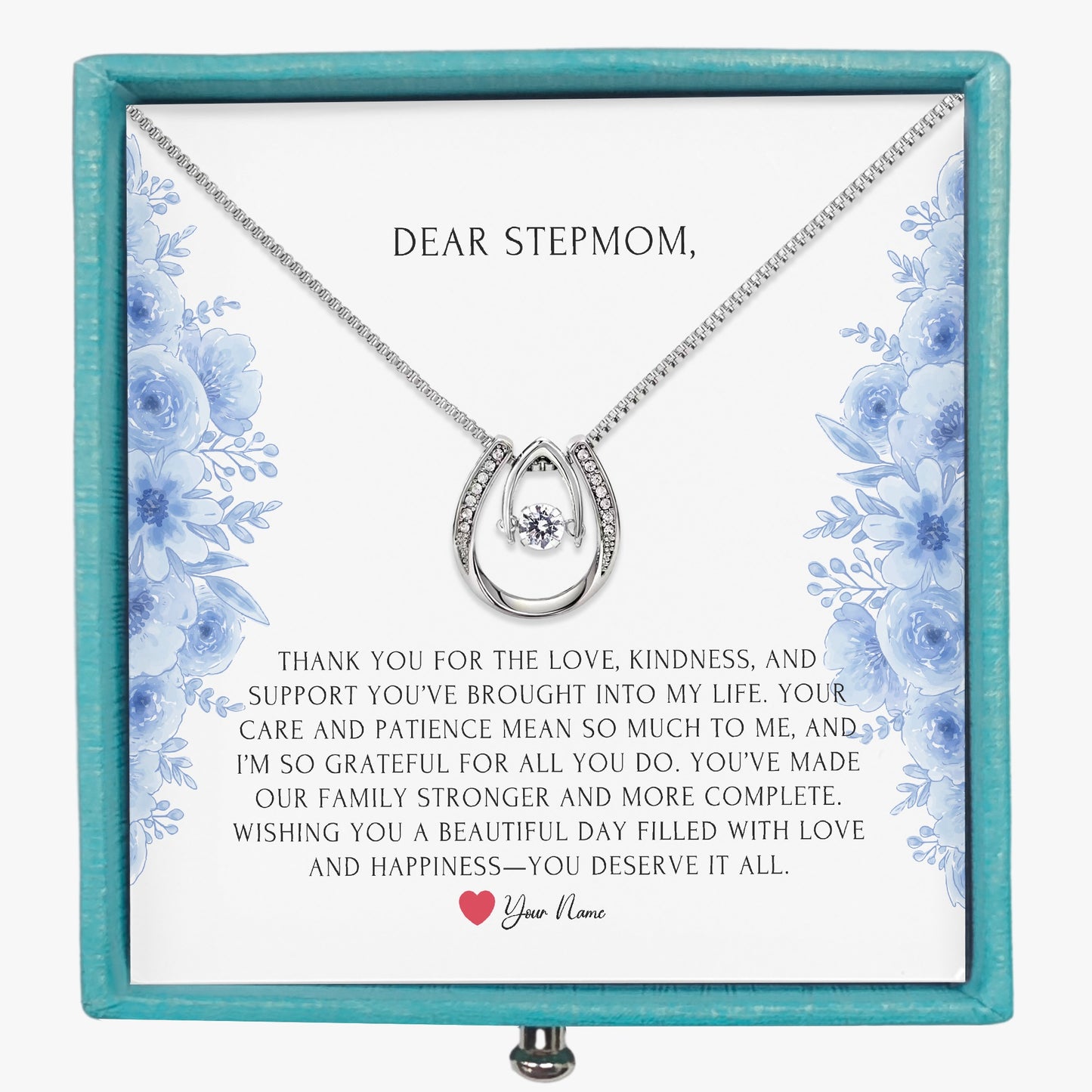 Horseshoe Necklace with Gift Box - To Step Mother - furevermama