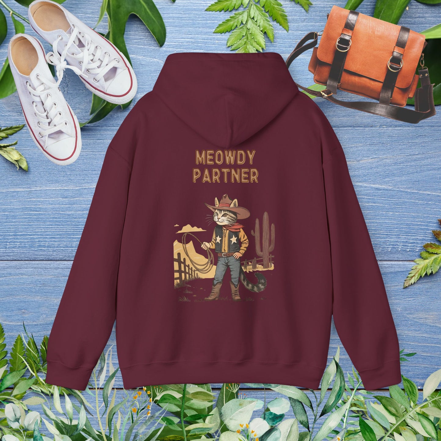The Meowdy Partner Cat Unisex Hoodie (Back Print) - furevermama