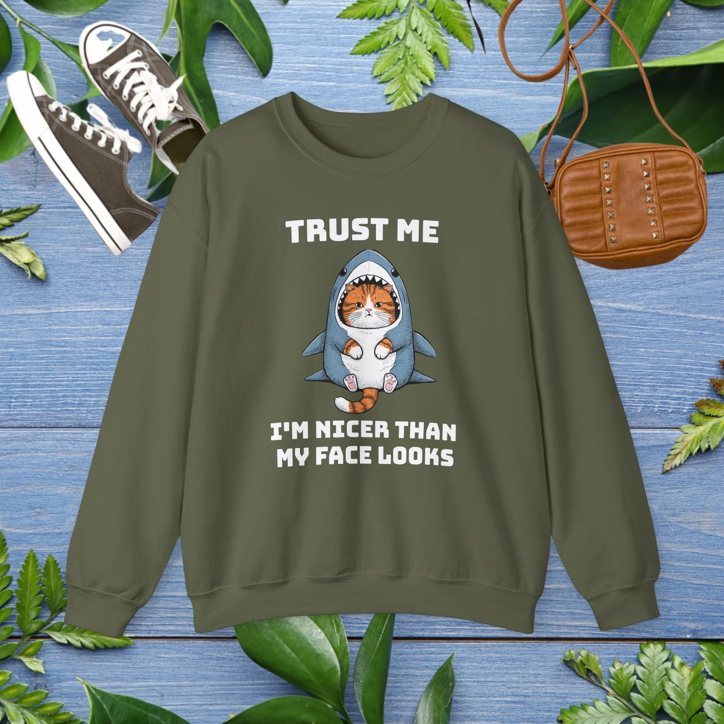 Cat in Shark Costume Unisex Sweatshirt - furevermama