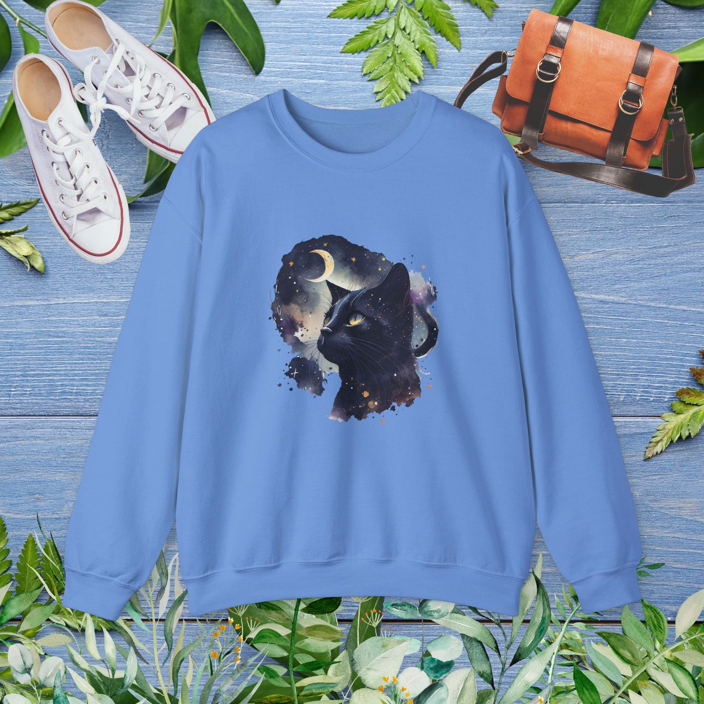 Moon Night Cat Crewneck Sweatshirt - furevermama