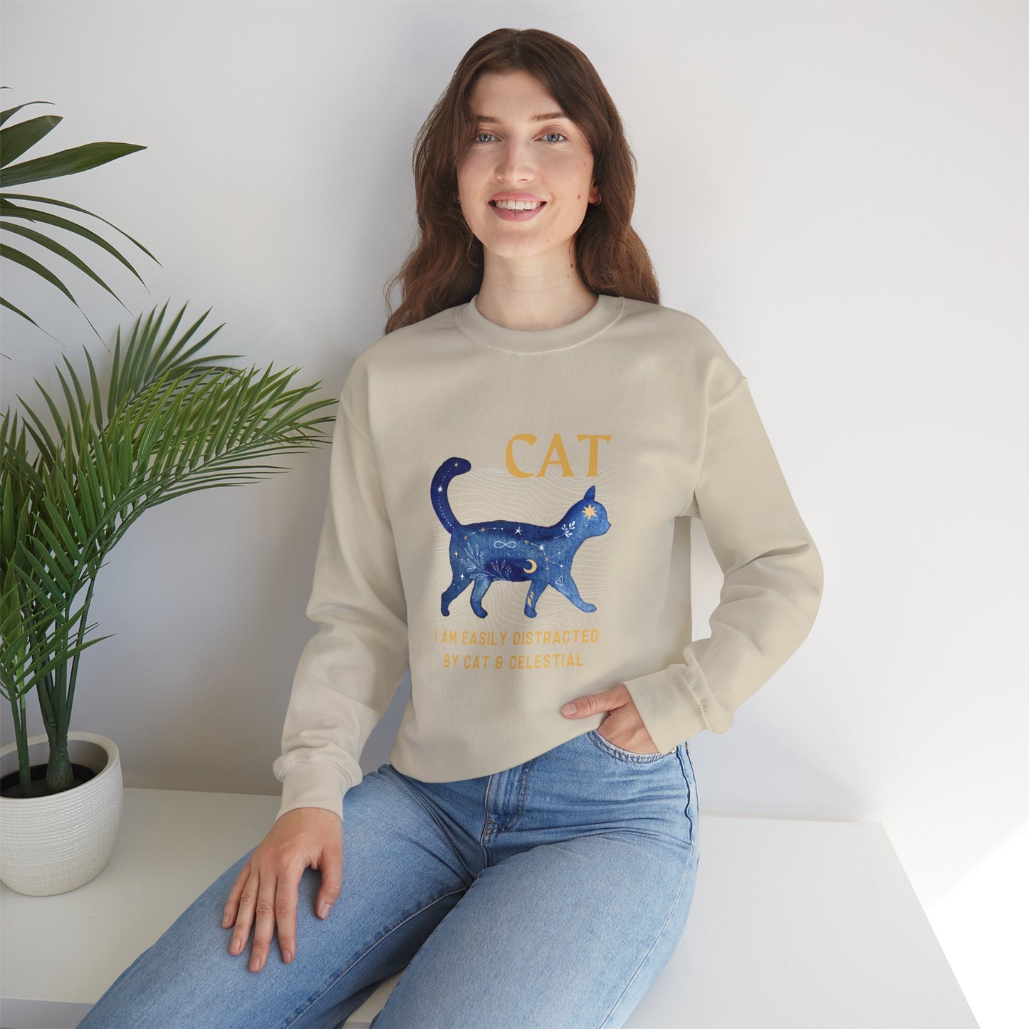 Cat and Celestial Crewneck Sweatshirt - furevermama