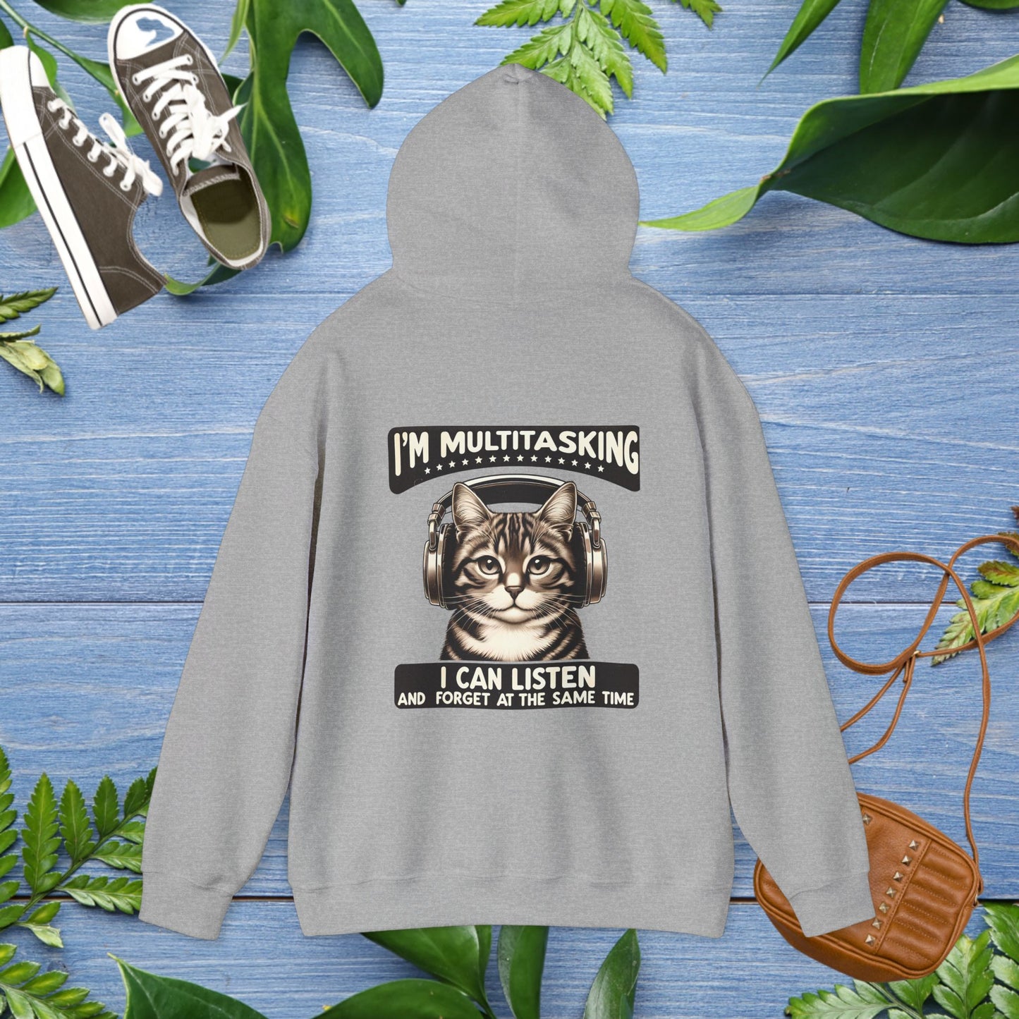 Multitasking Cat Unisex Hoodie (Back Printing) - furevermama