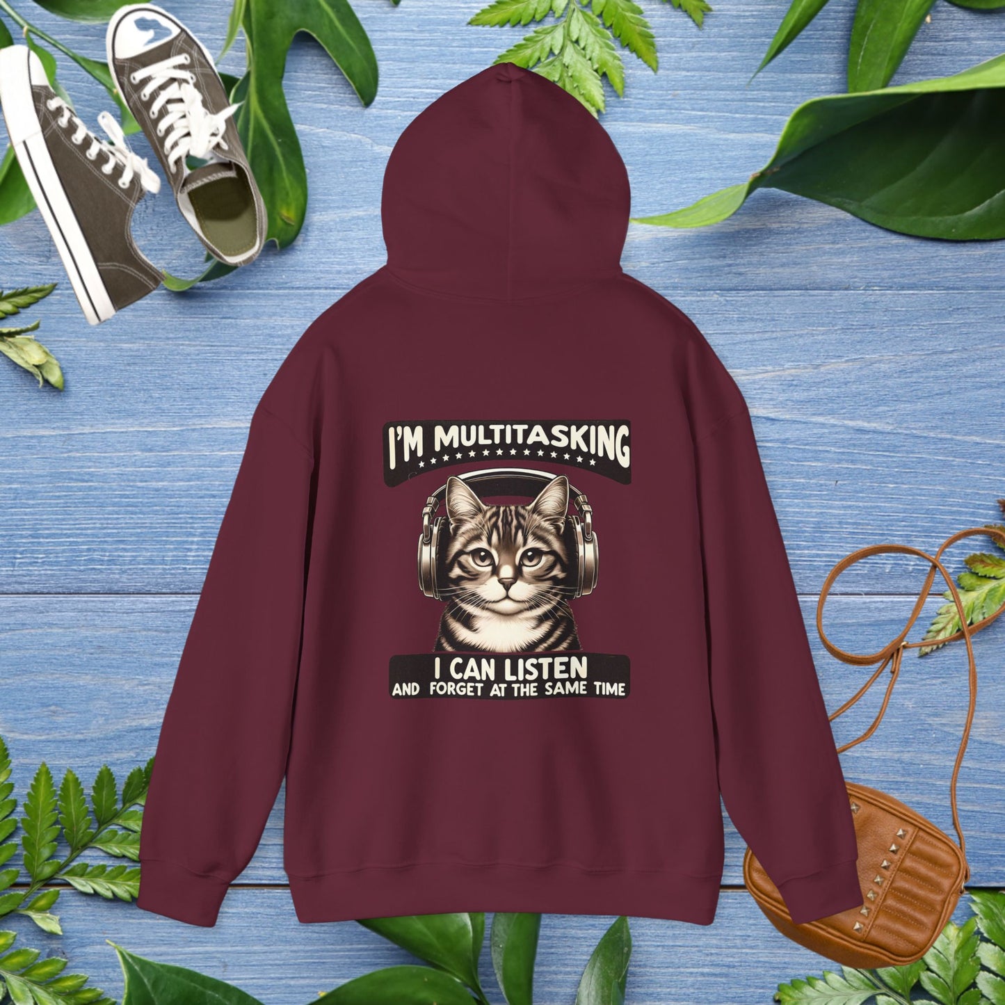 Multitasking Cat Unisex Hoodie (Back Printing) - furevermama