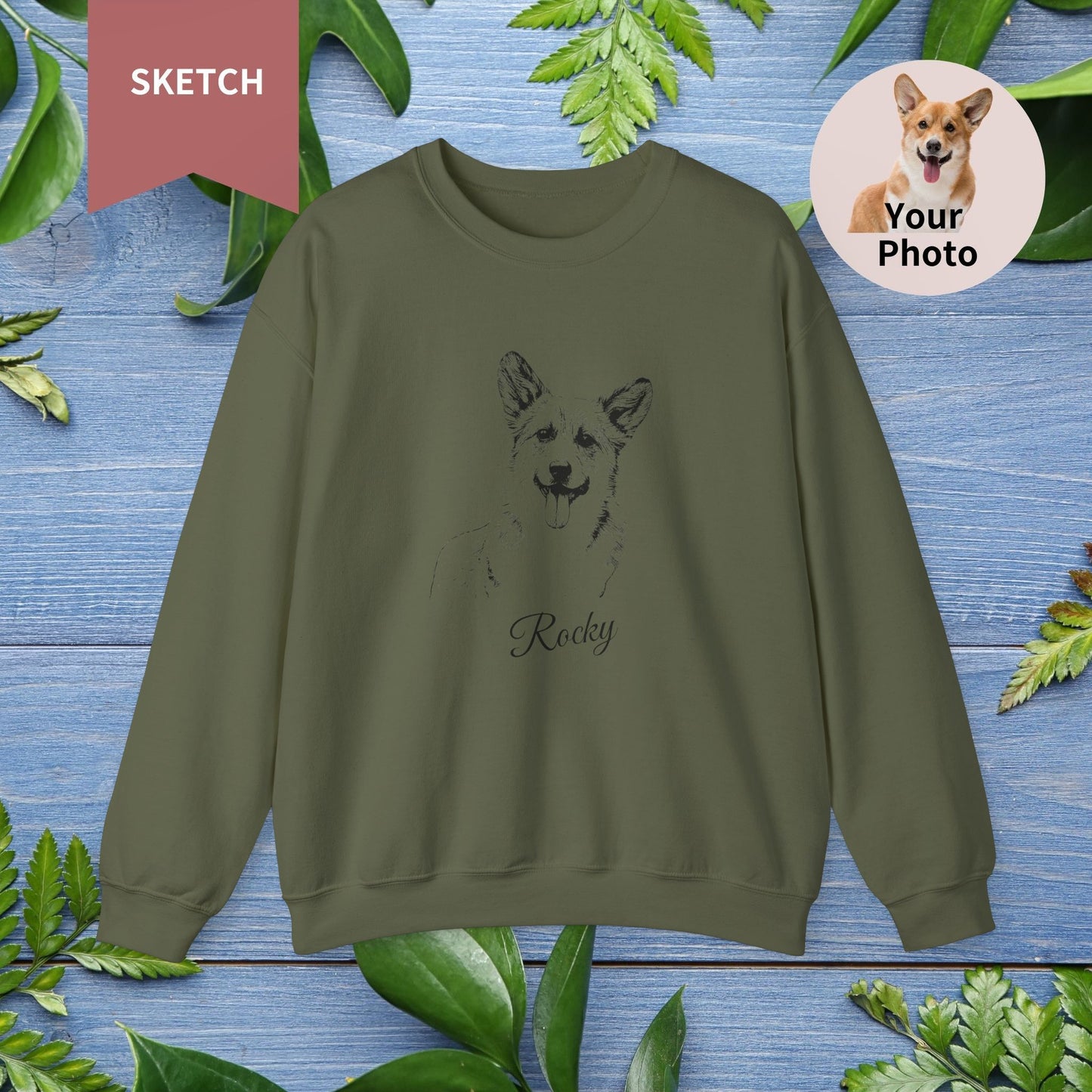Custom Pet Sketch Crewneck Sweatshirt - furevermama