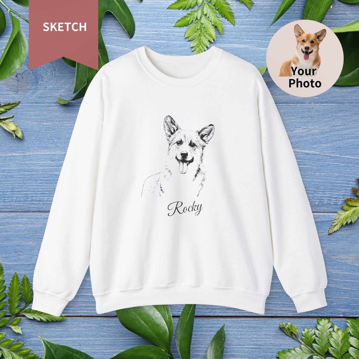 Custom Pet Sketch Crewneck Sweatshirt - furevermama