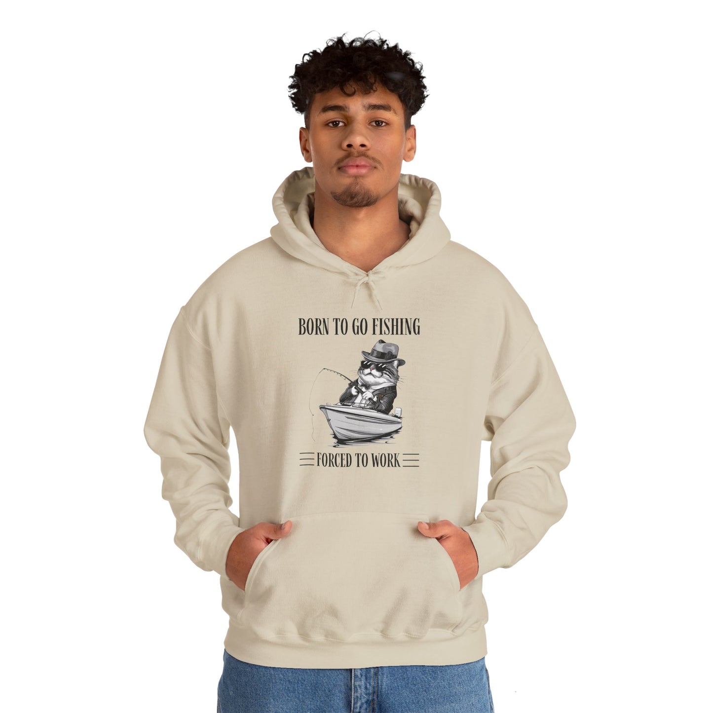 Born To Go Fishing Unisex Hoodie, Cat Lover Fishing Enthusiast Hoodie - furevermama