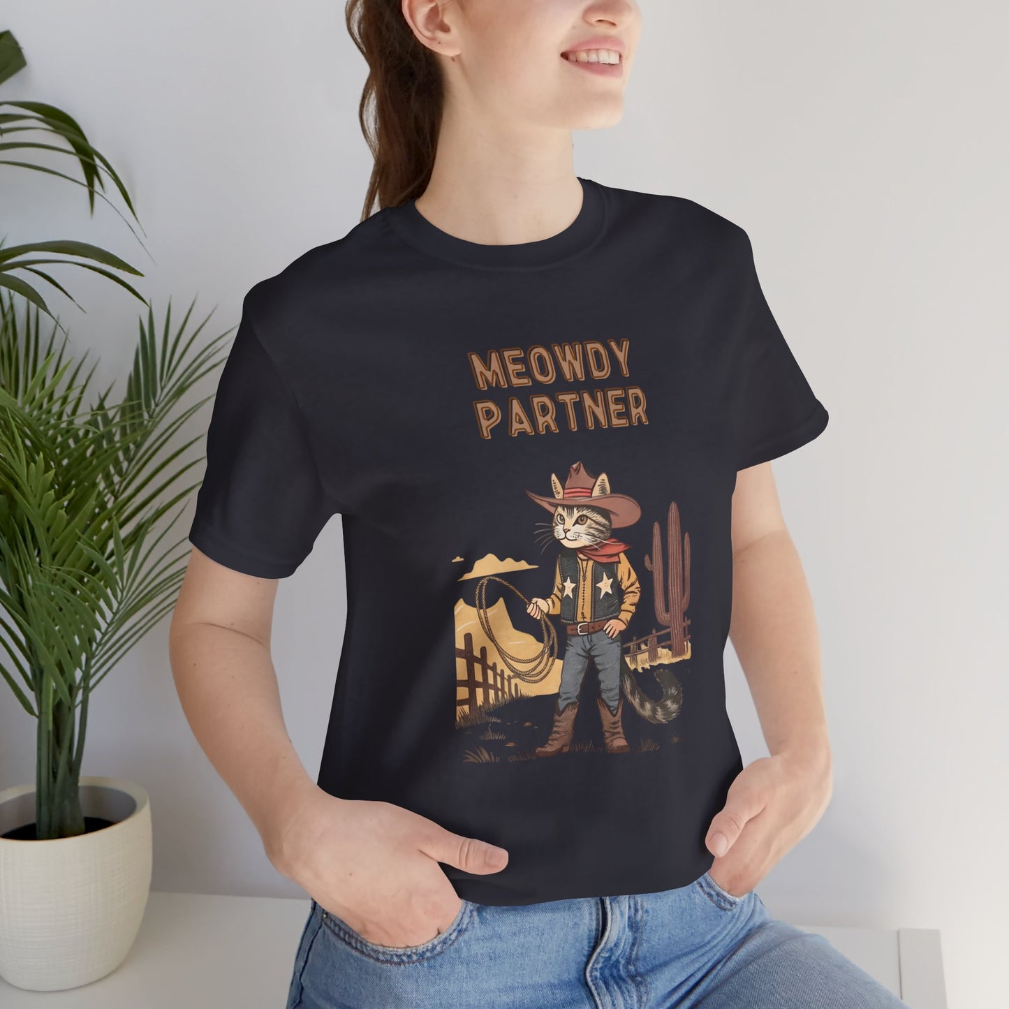 The Meowdy Partner - Cowboy Cat Image T-Shirt - furevermama