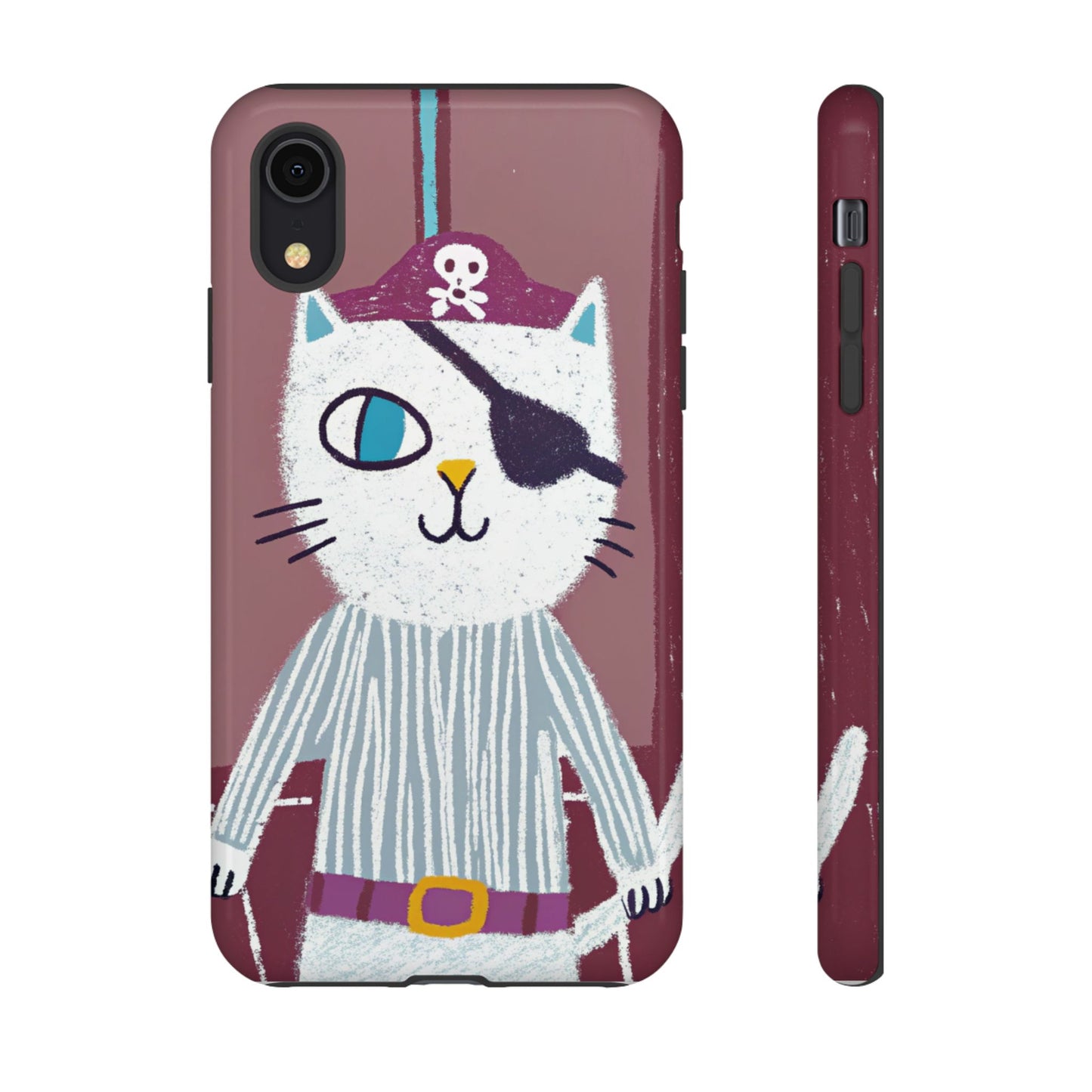 Phone Cases - Hand-Drawn Pirate Cat Design for Cat Lovers