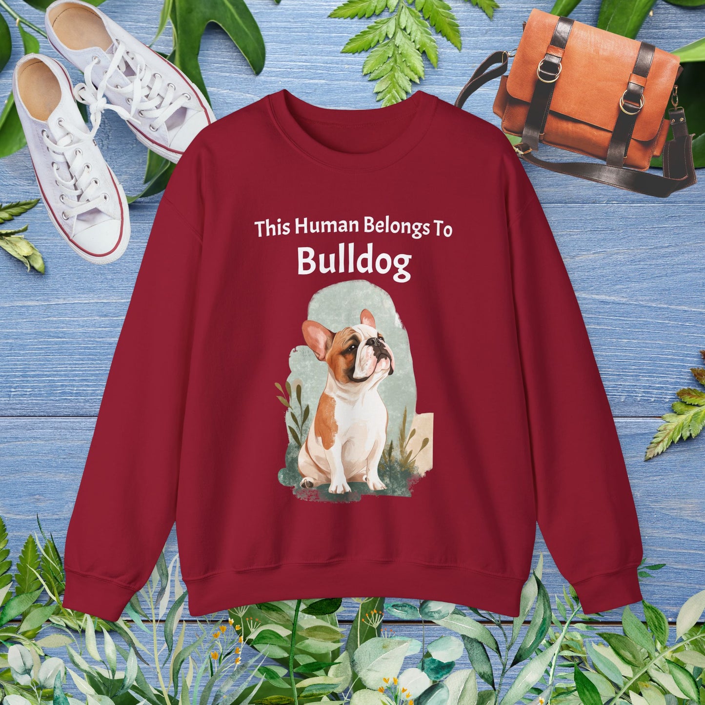 This Human Belongs To Bulldog Unisex Sweatshirt - furevermama