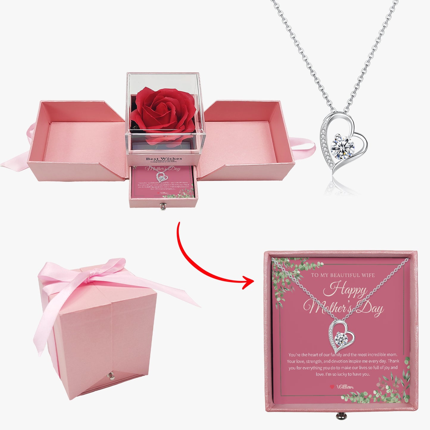 Zirconia Necklace with Gift Box - To My Beautiful Wife - furevermama