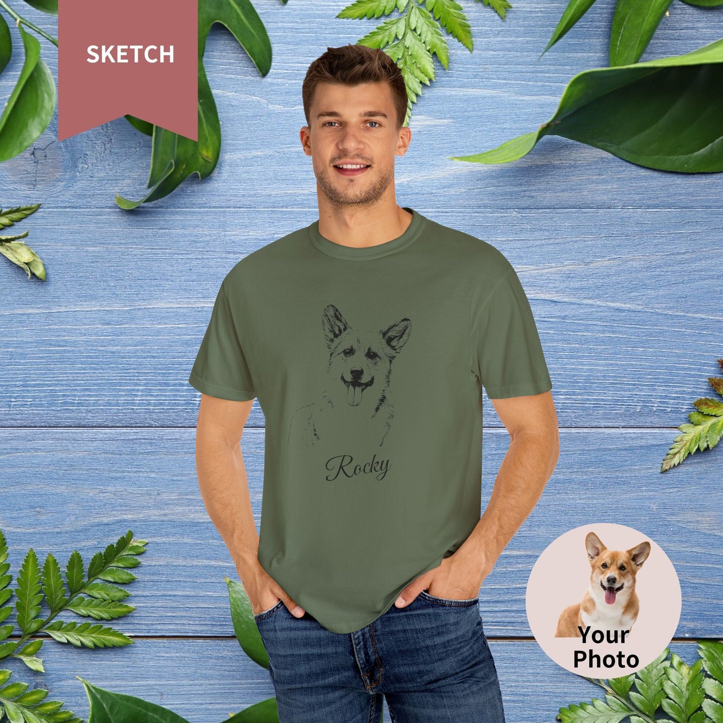 Custom Pet Sketch Unisex T-Shirt - Comfort Color - furevermama