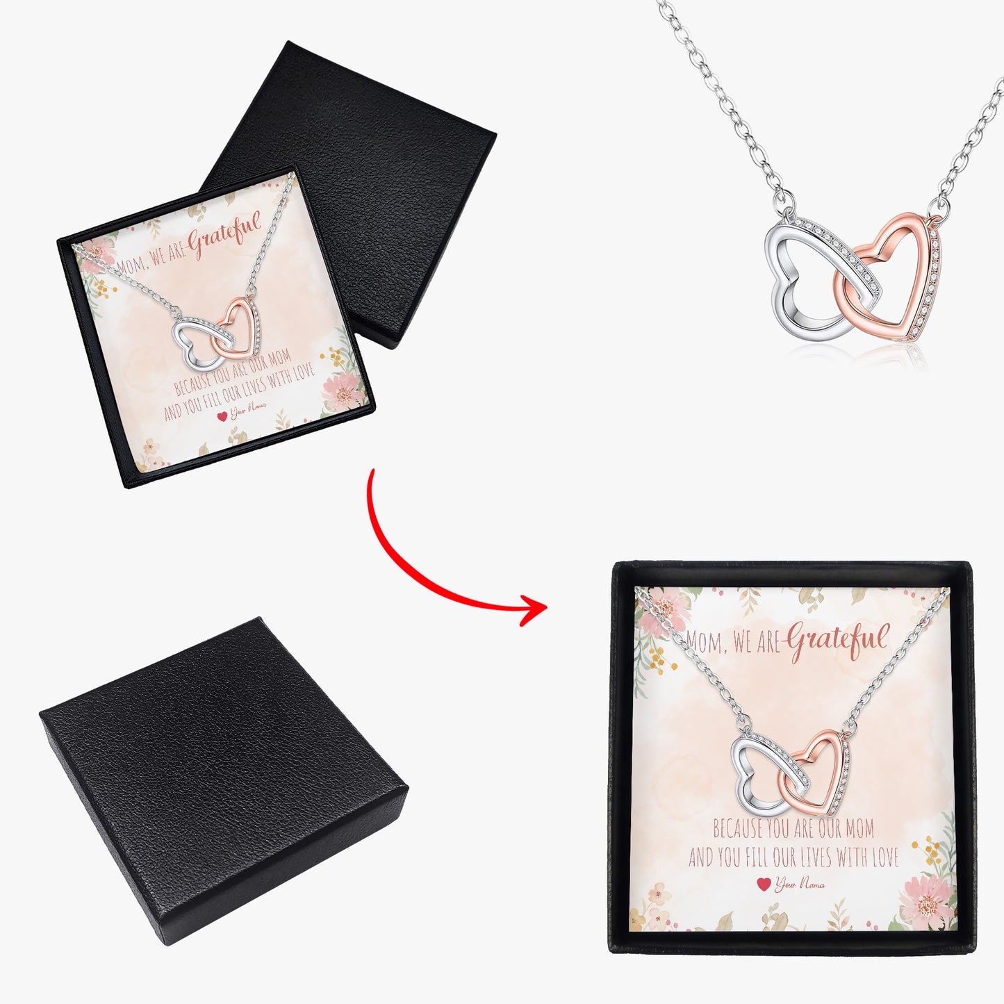 Connected Hearts Necklace With Mother's Gift Card - furevermama