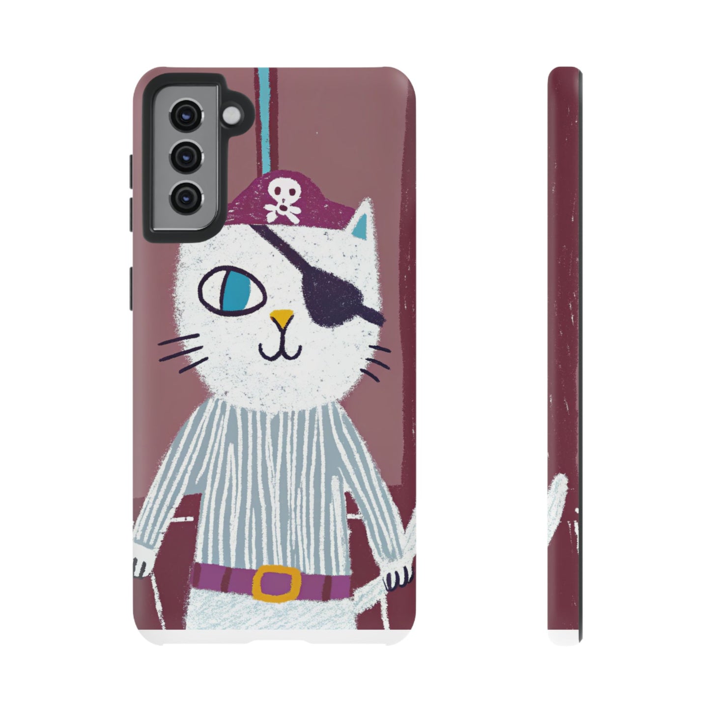 Phone Cases - Hand-Drawn Pirate Cat Design for Cat Lovers