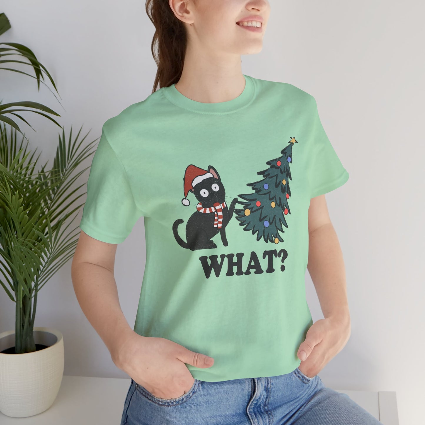 Christmas Tree & Cat Unisex Short Sleeve T-Shirt - furevermama