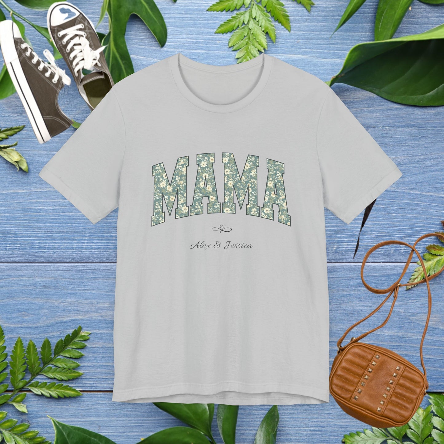 Mama Loved By Personalised Names T-Shirt
