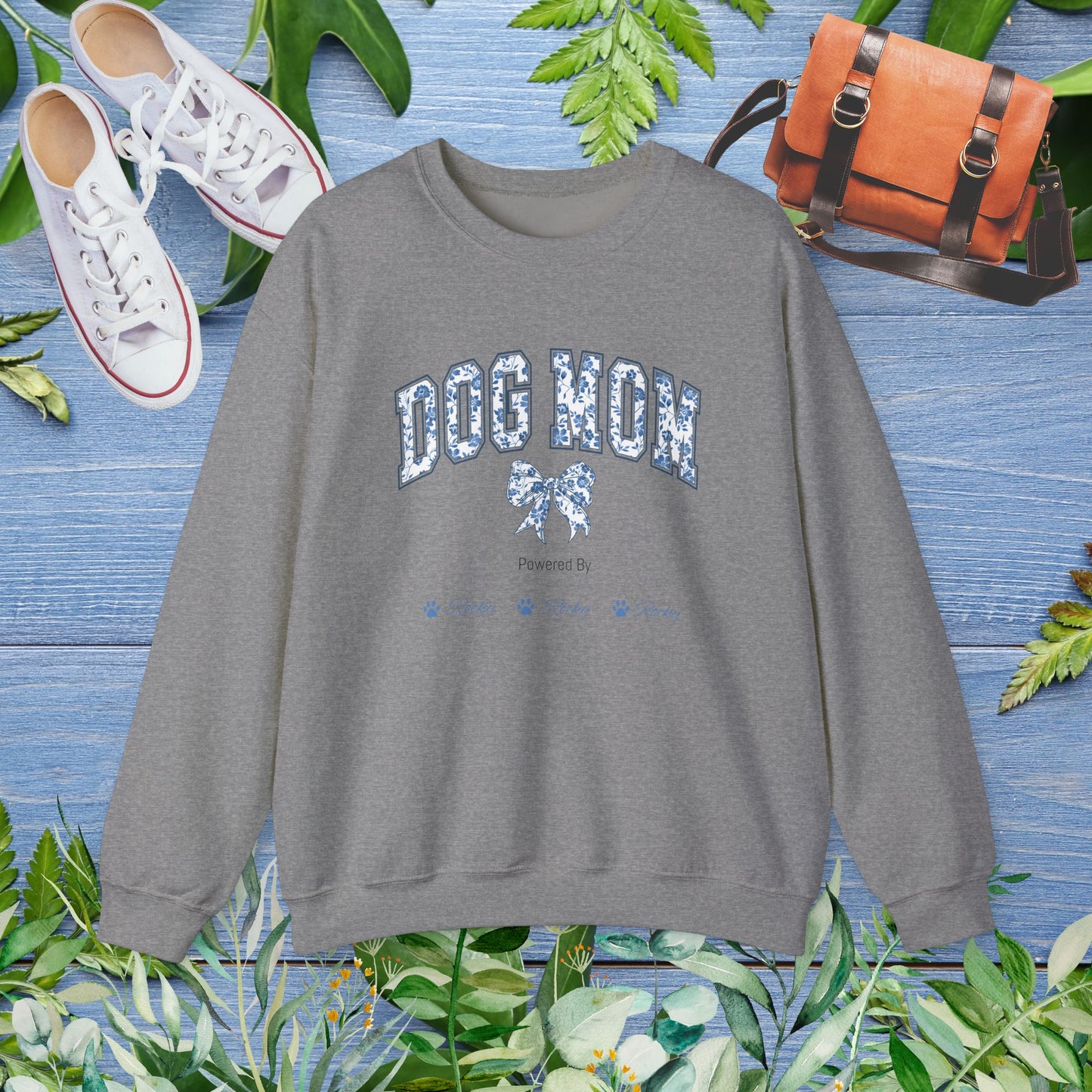 Dog Mom Powered by Dogs Crewneck Sweatshirt - furevermama