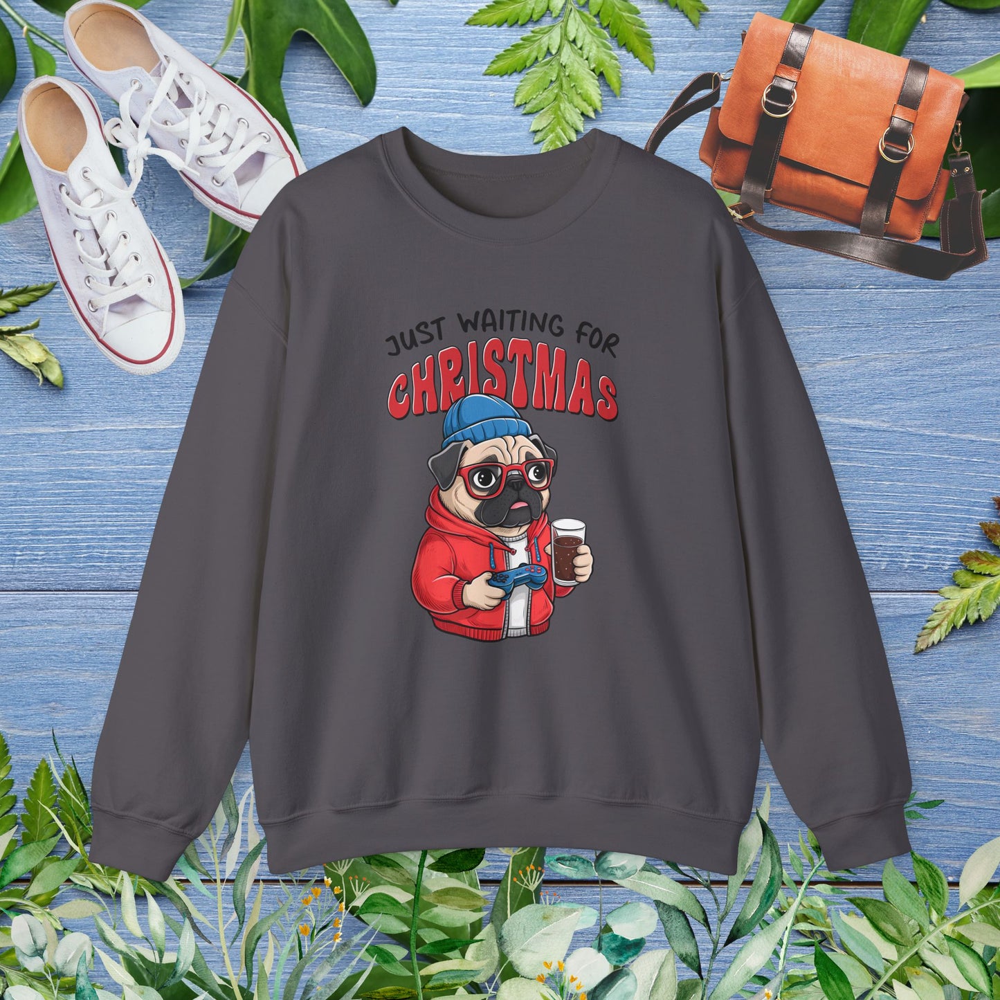 Just Waiting For Christmas, Bulldog Unisex Sweatshirt - furevermama