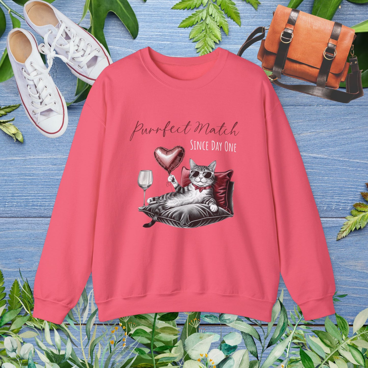 Cat Lover Crewneck Sweatshirt - Purrfect Match Since Day One - furevermama