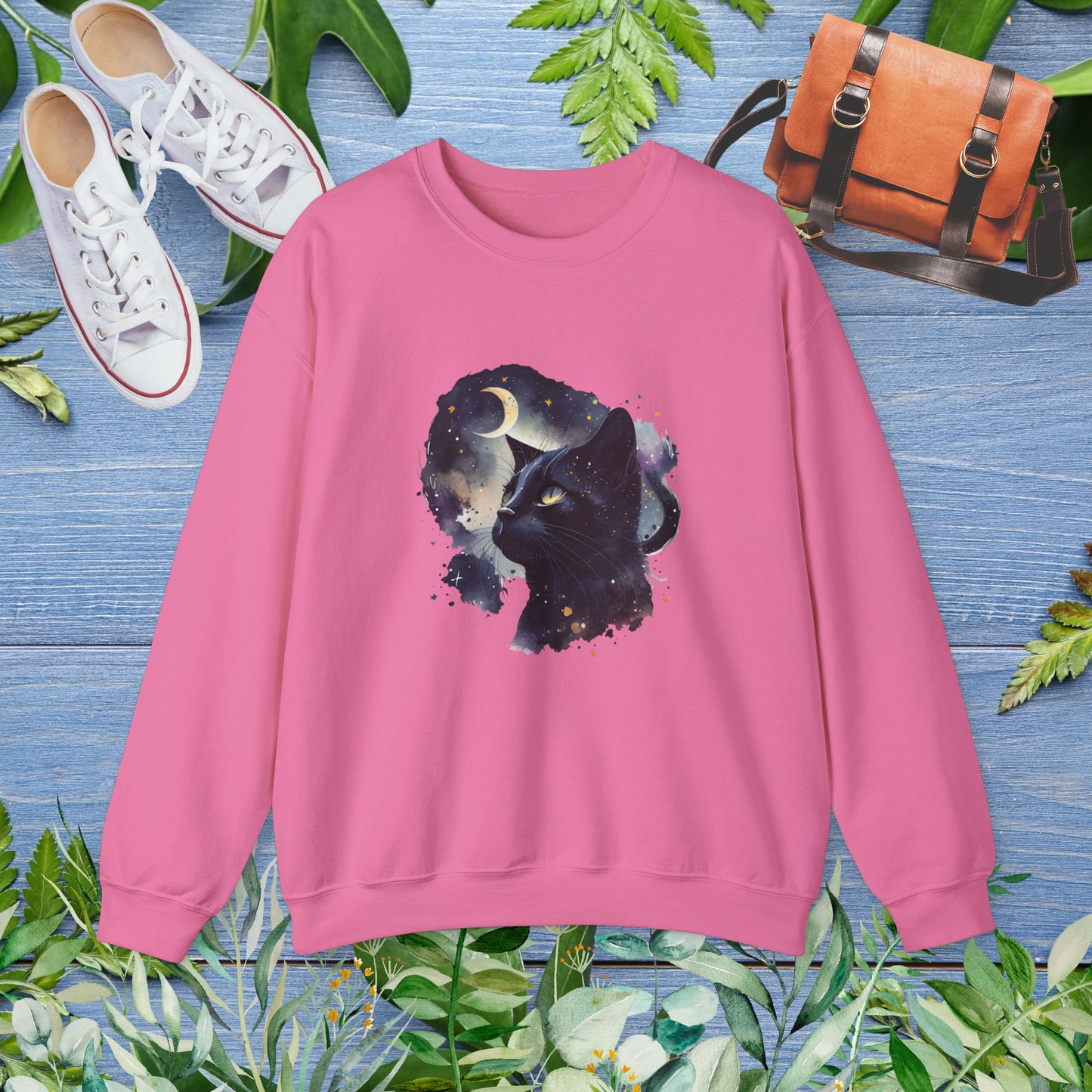 Moon Night Cat Crewneck Sweatshirt - furevermama