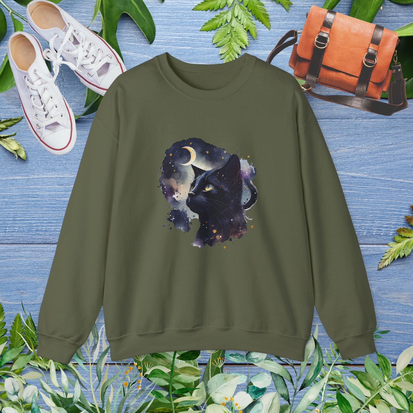 Moon Night Cat Crewneck Sweatshirt - furevermama