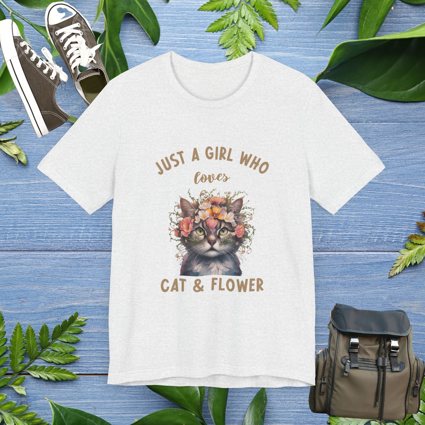 Just A Girl Loves Cat and Flower T-Shirt - furevermama
