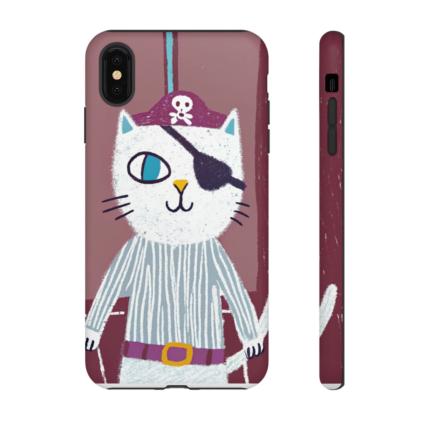 Phone Cases - Hand-Drawn Pirate Cat Design for Cat Lovers