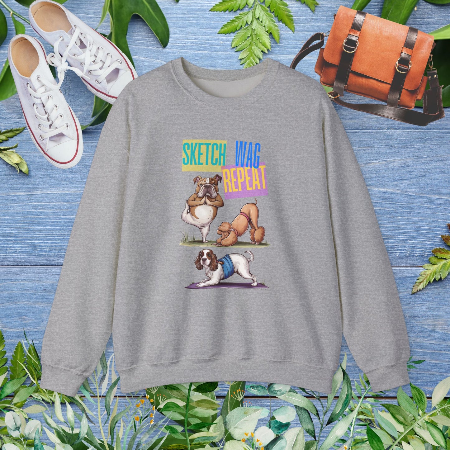 Sketch Wag Repeat Dog Lover Sweatshirt - furevermama