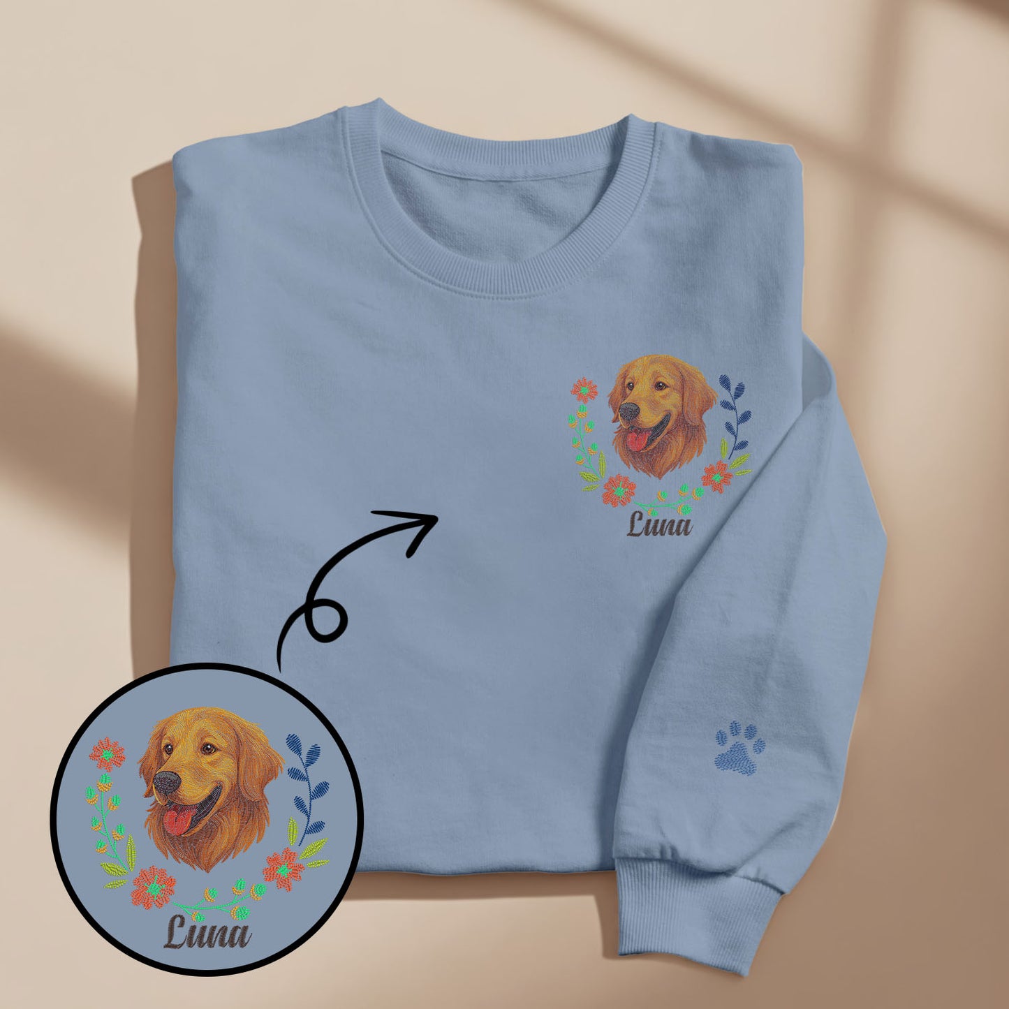 Custom Pet Embroidered Sweatshirt