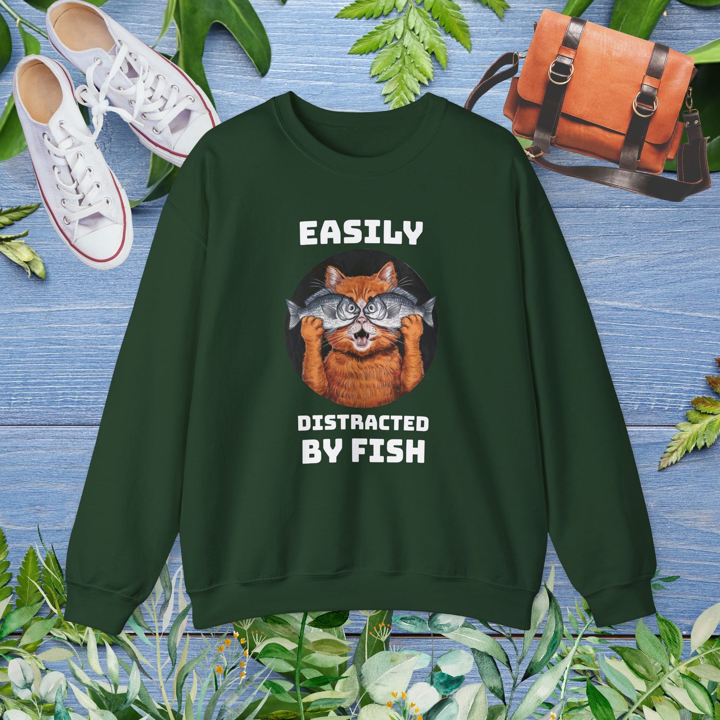 Easily Distracted by Fish, Cat Sweatshirt - furevermama
