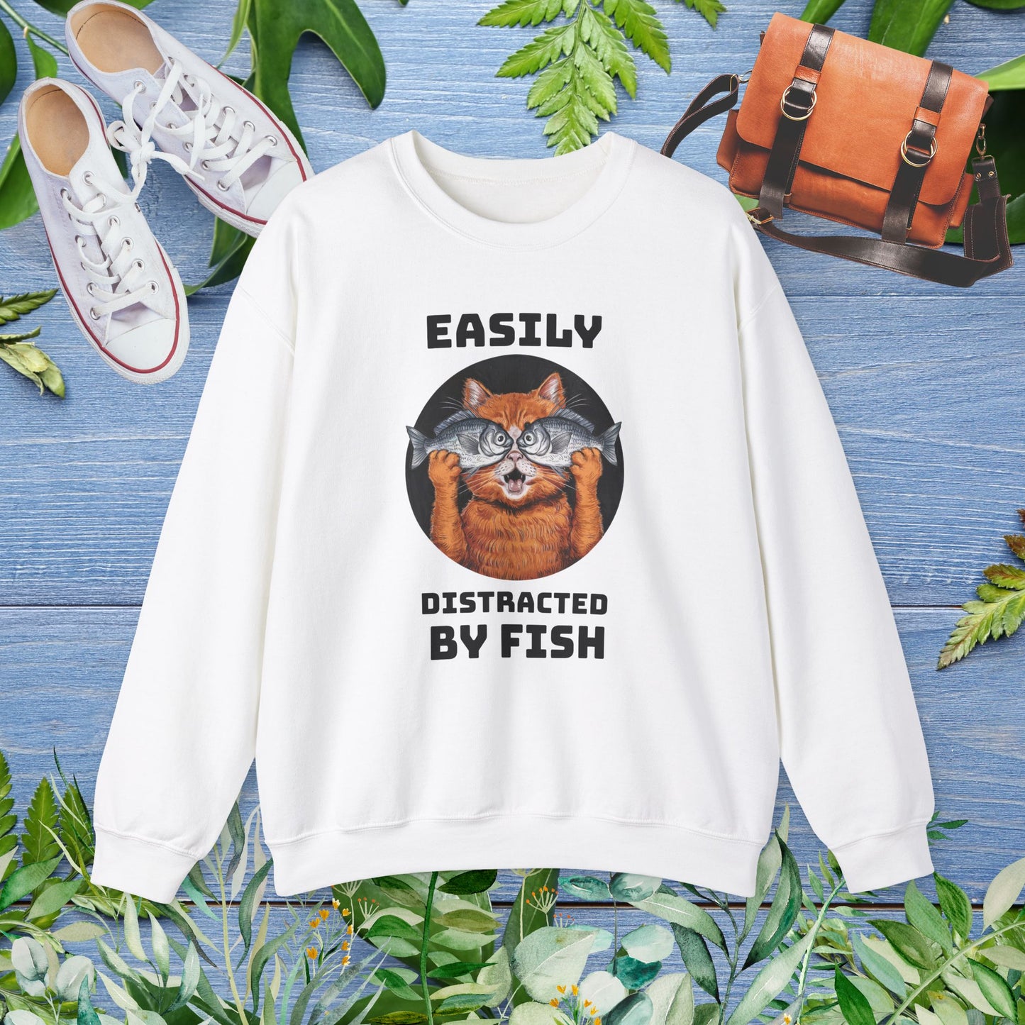 Easily Distracted by Fish, Cat Sweatshirt - furevermama