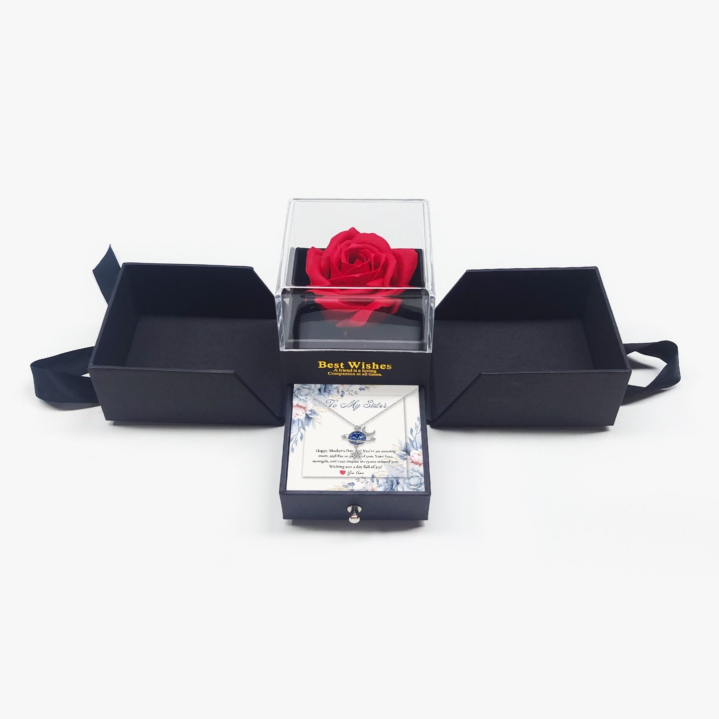 Moon and Star Necklace with Gift Box - For Sister - furevermama