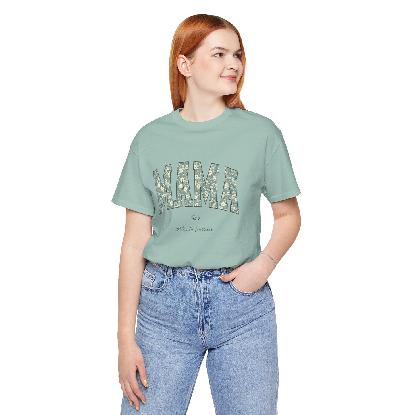 Mama Loved By Personalised Names T-Shirt