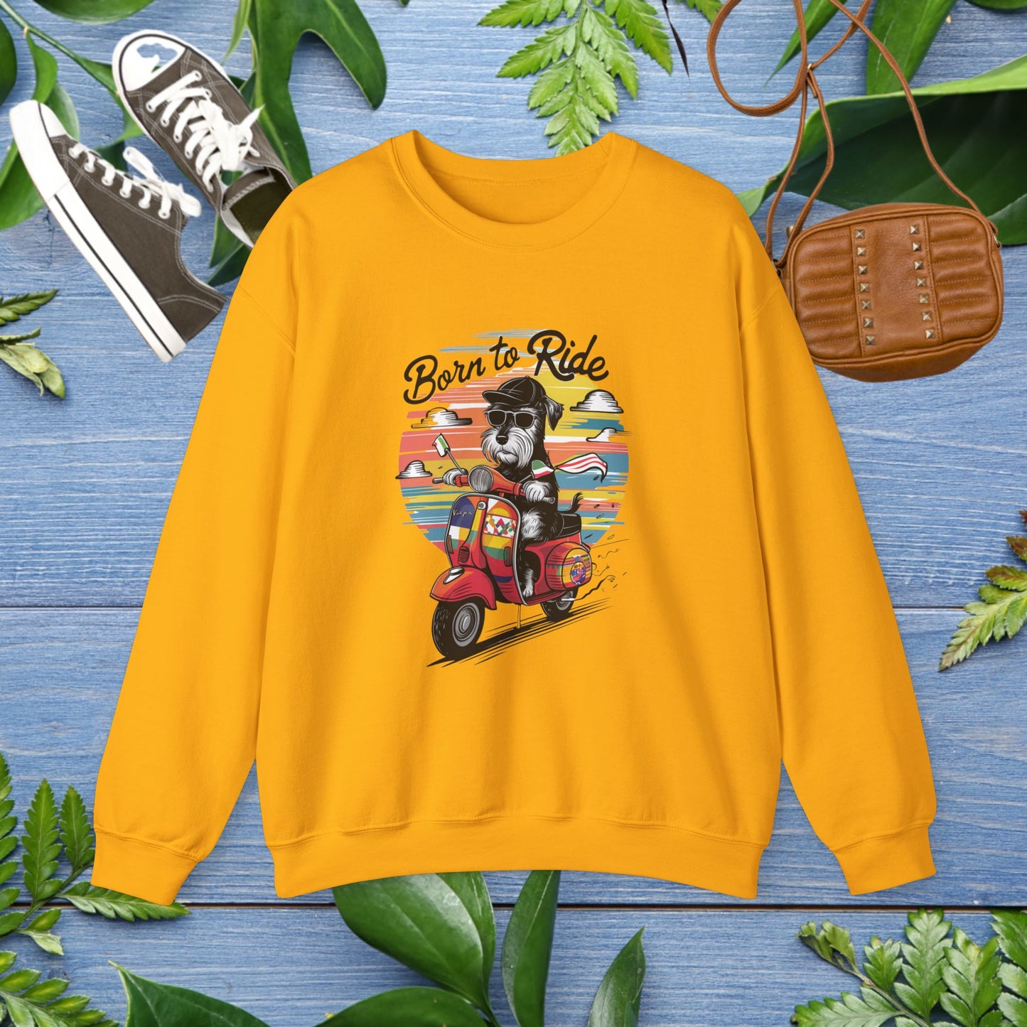 Sweatshirt Dog Born to Ride Unisex Heavy Blend Crewneck - furevermama