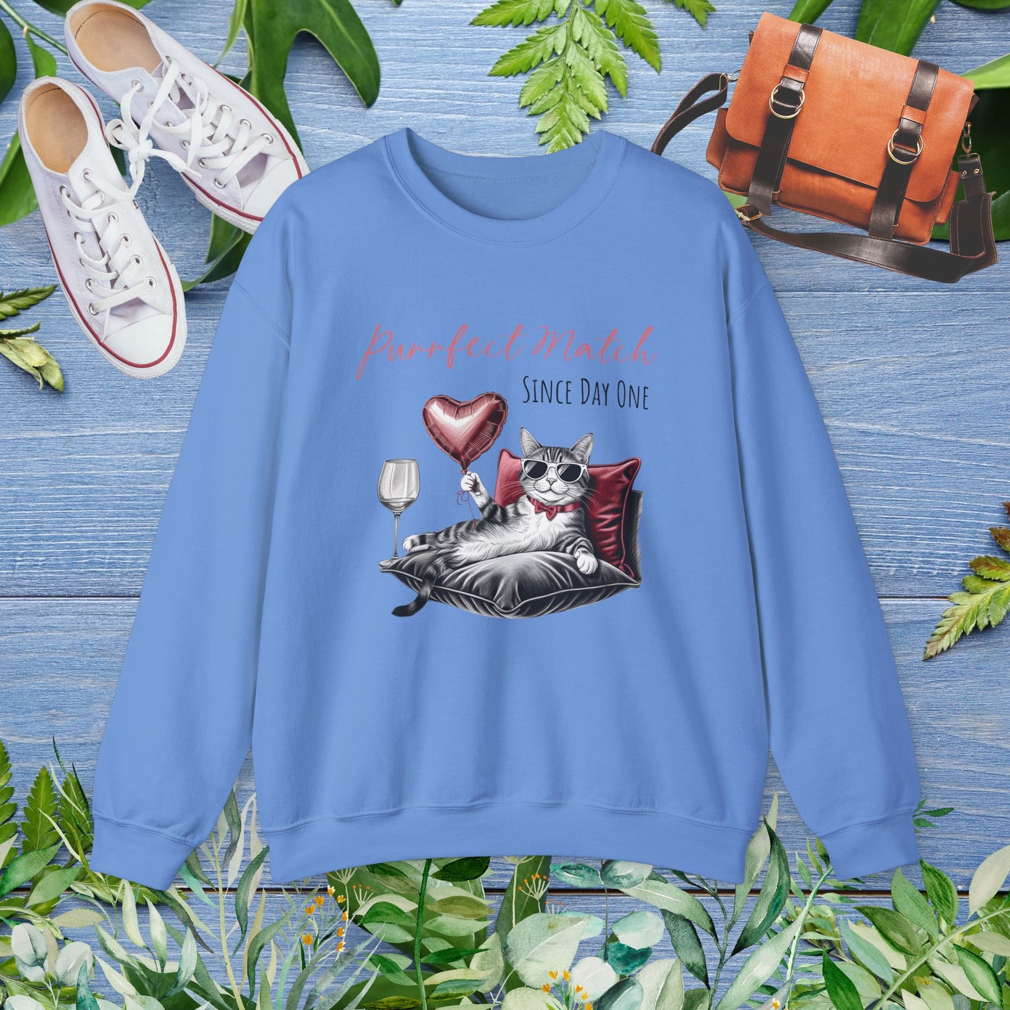 Cat Lover Crewneck Sweatshirt - Purrfect Match Since Day One - furevermama