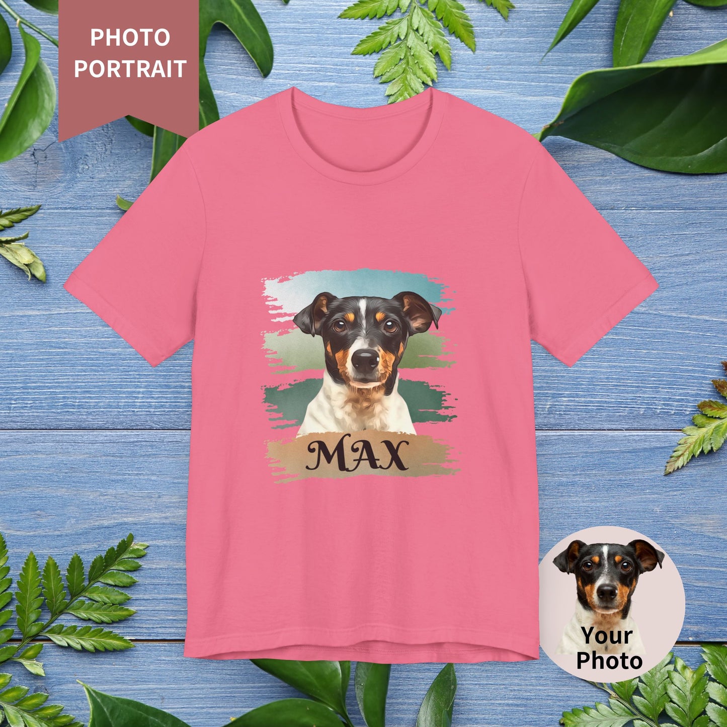 Custom Pet Portrait T-Shirt, Green Brush Edition - furevermama