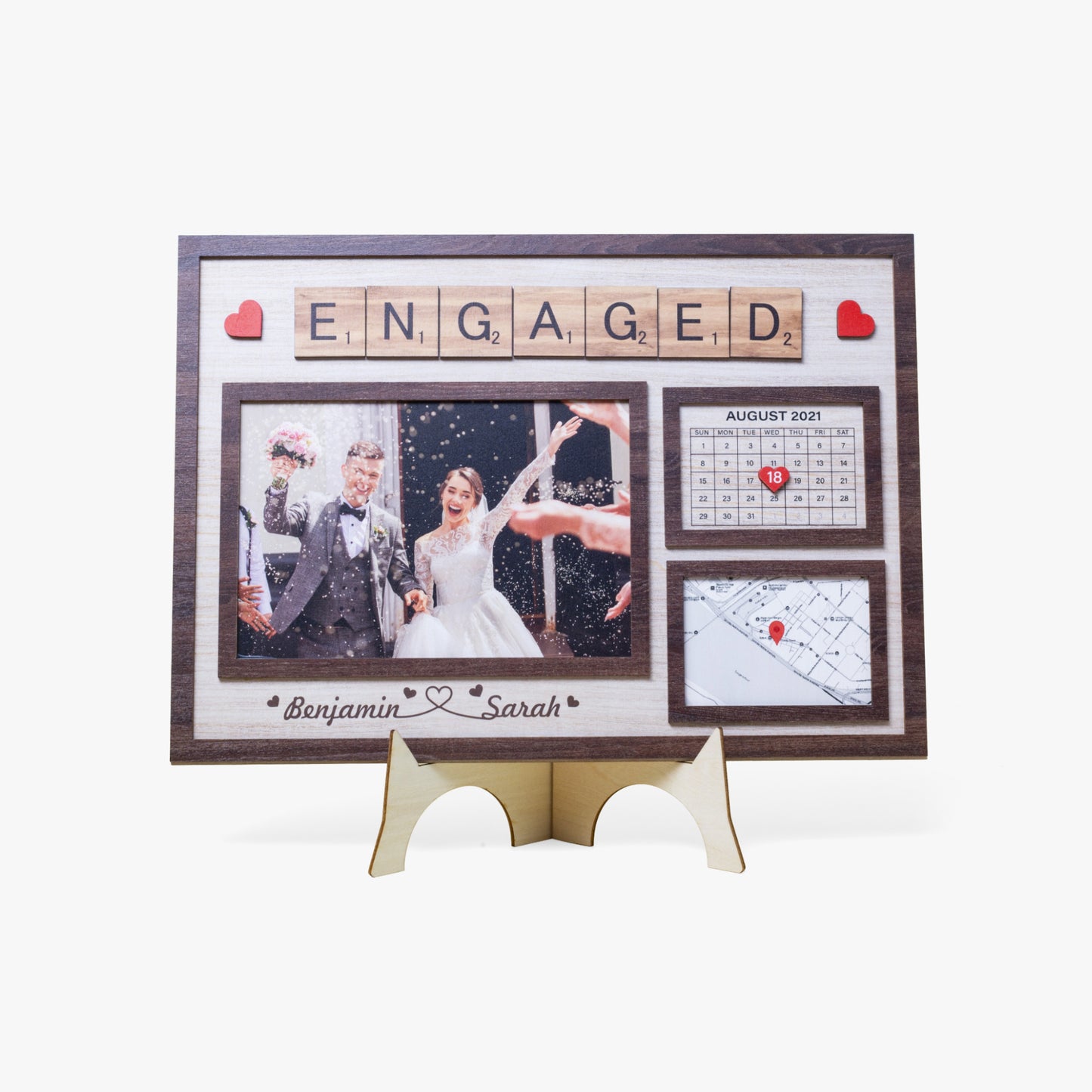 Wooden Photo Frame - Personalised Engagement Gift - furevermama