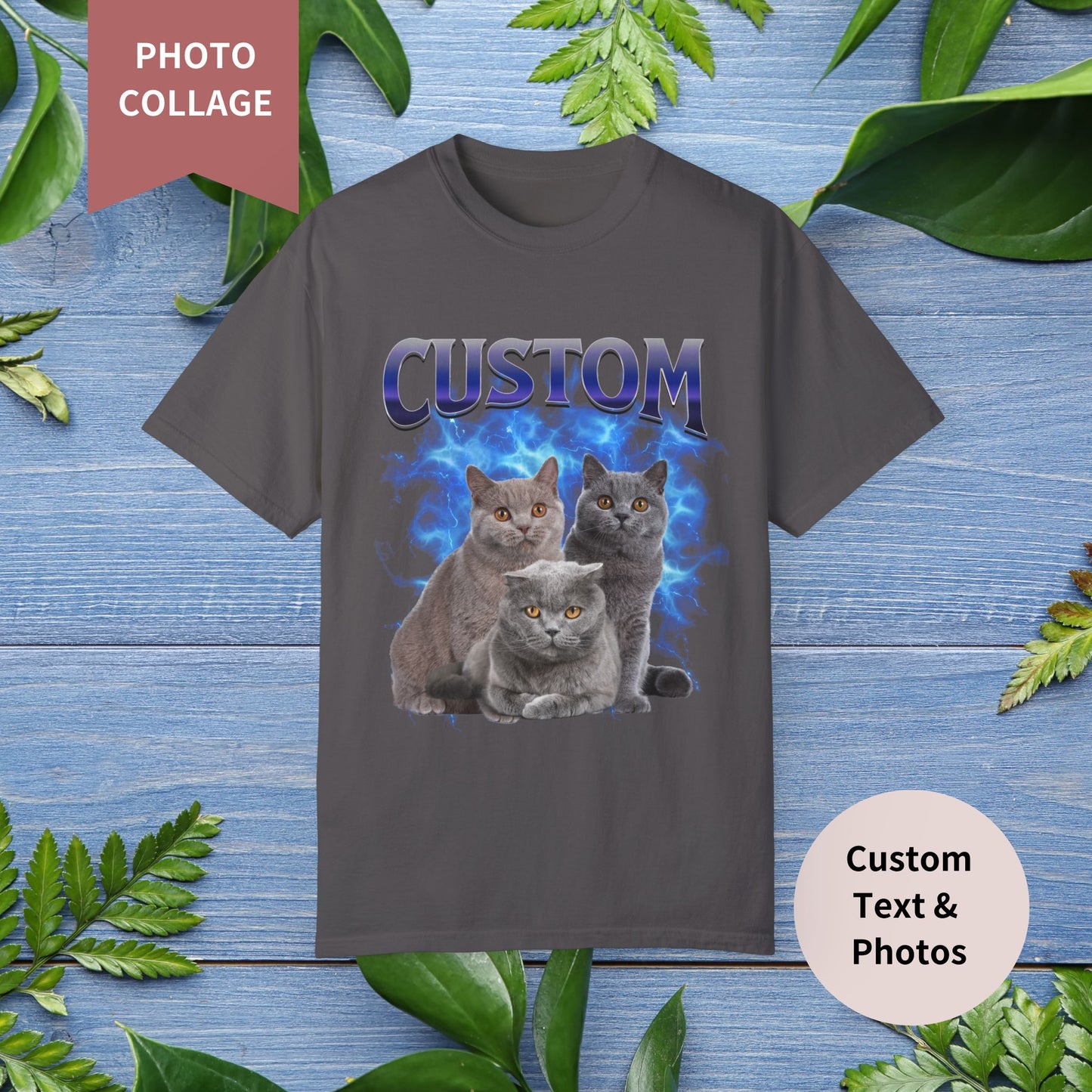 Photo Collage T-Shirt - Custom Pet Photo, Comfort Color Unisex T-shirt - furevermama