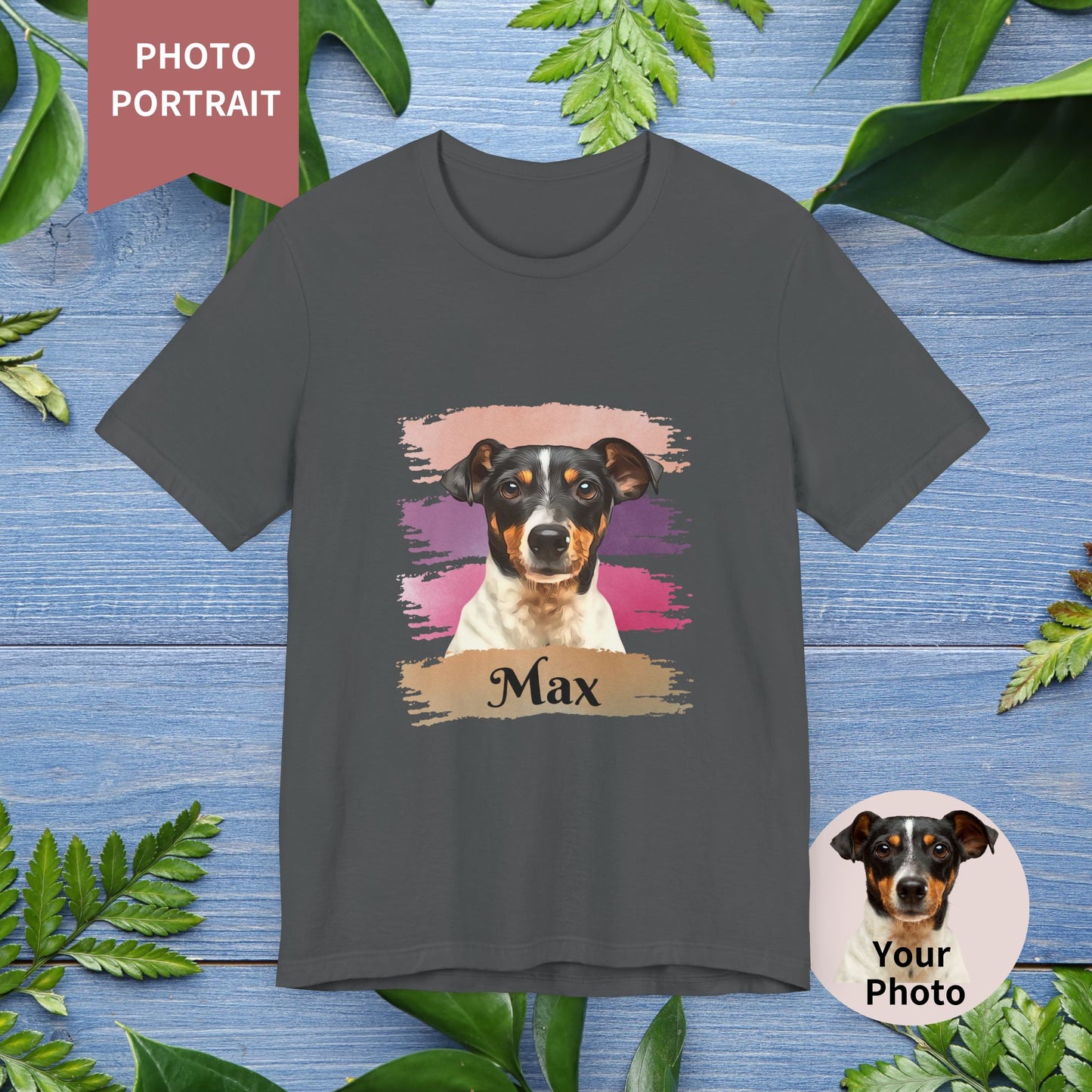 Custom Pet Portrait T-Shirt, Pink Brush Edition - furevermama