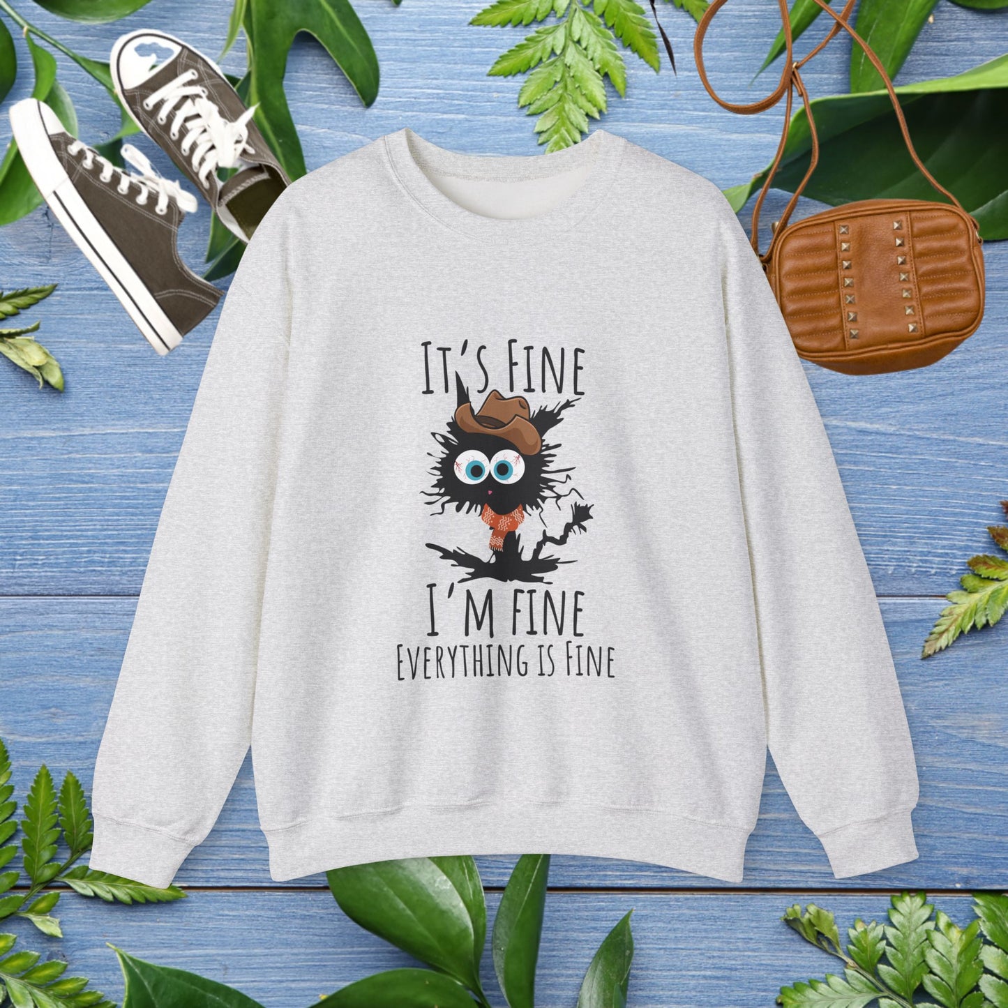 Everything Is Fine Meowdy Sweatshirt - furevermama