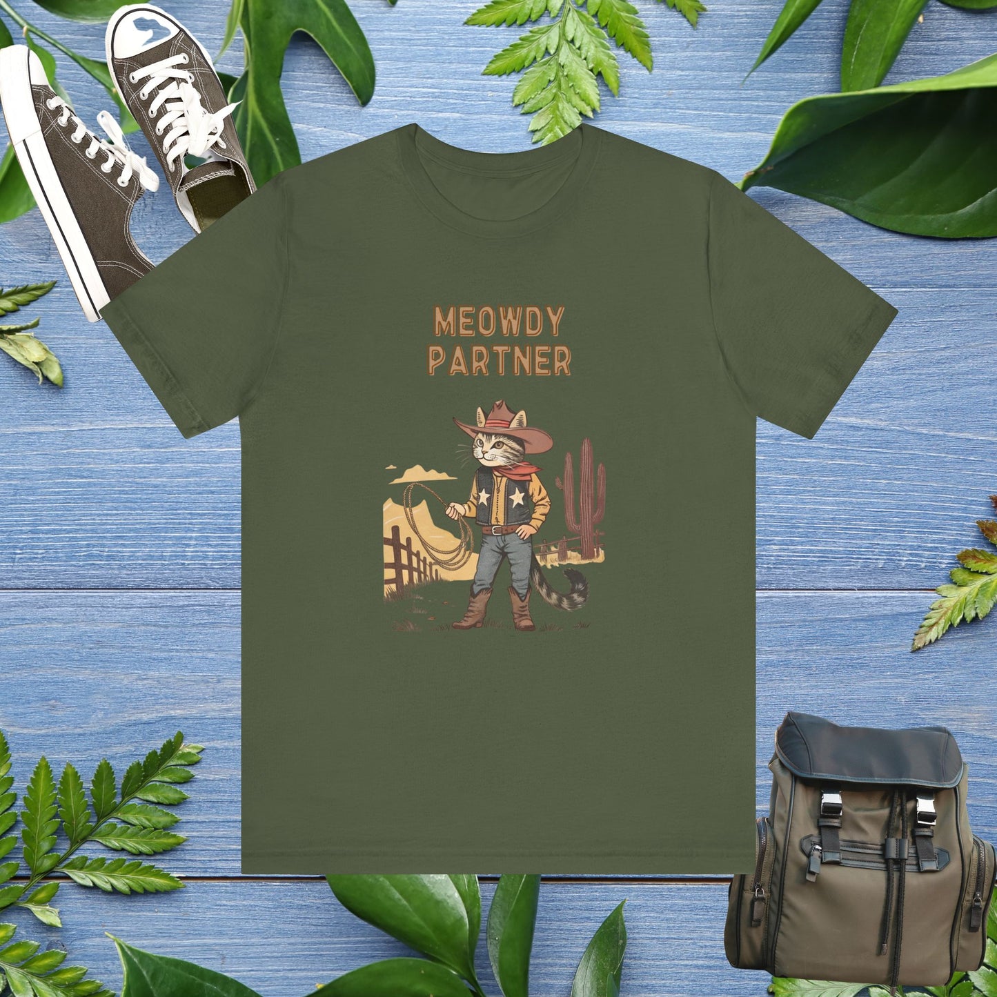 The Meowdy Partner - Cowboy Cat Image T-Shirt - furevermama