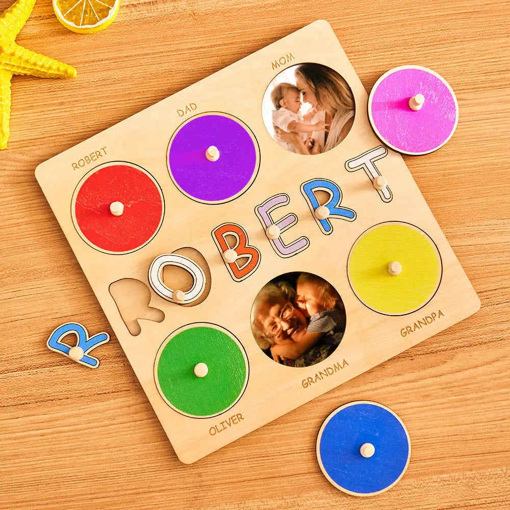 Personalized Family Photo Name Puzzle — Montessori-Inspired Baby Gift