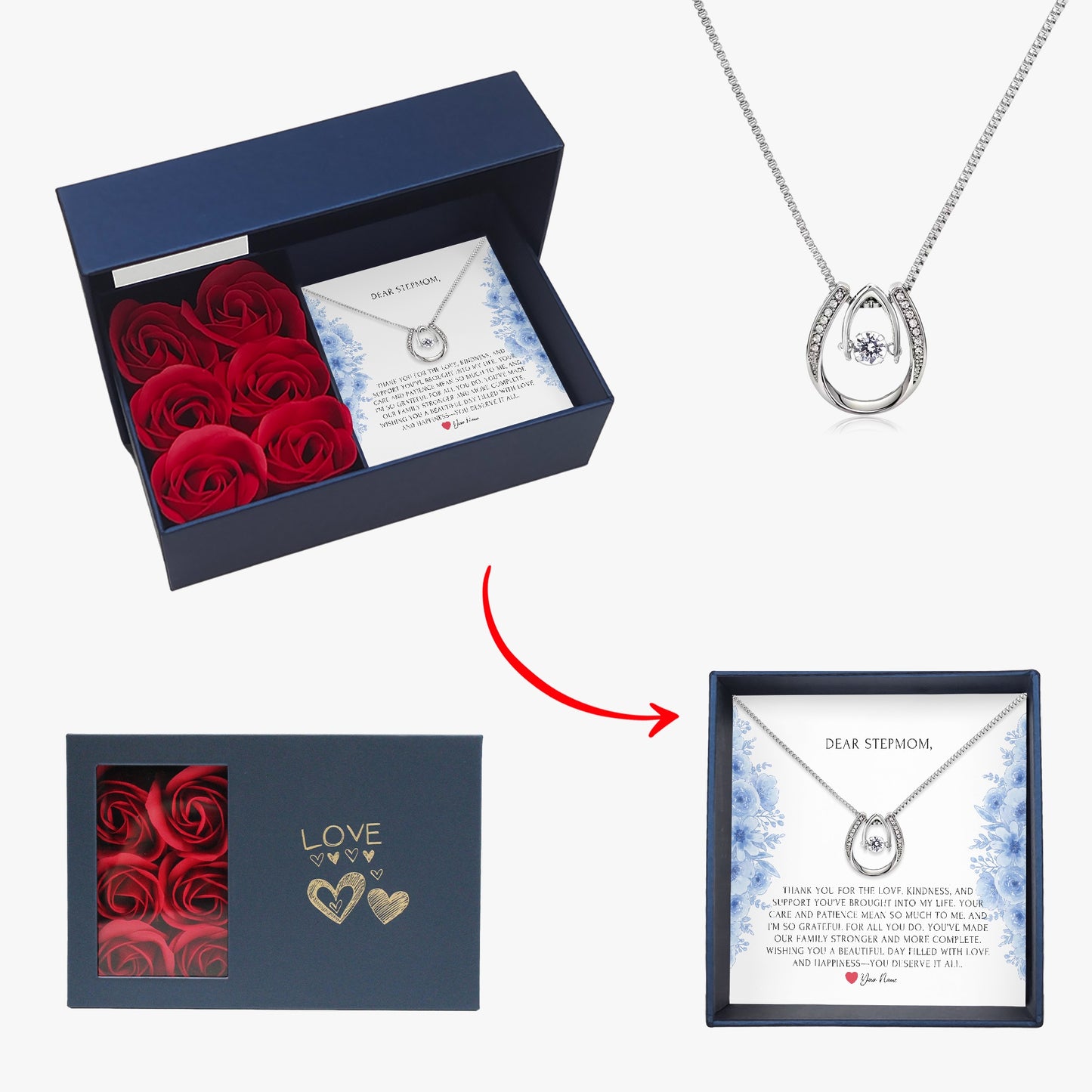 Horseshoe Necklace with Gift Box - To Step Mother - furevermama