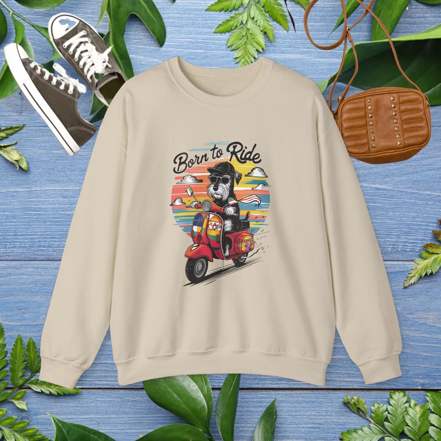 Sweatshirt Dog Born to Ride Unisex Heavy Blend Crewneck - furevermama