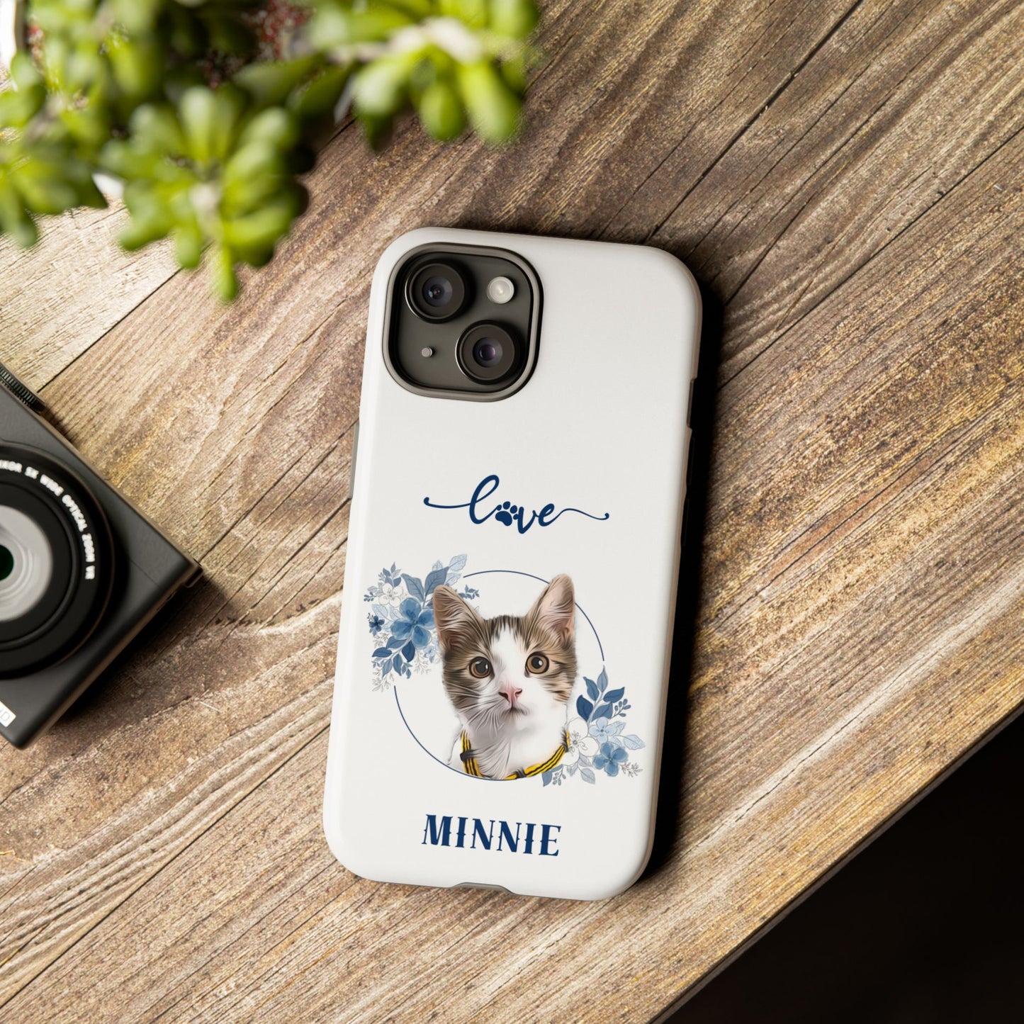 Custom Pet Portrait In Flower Circle Phone Case - furevermama