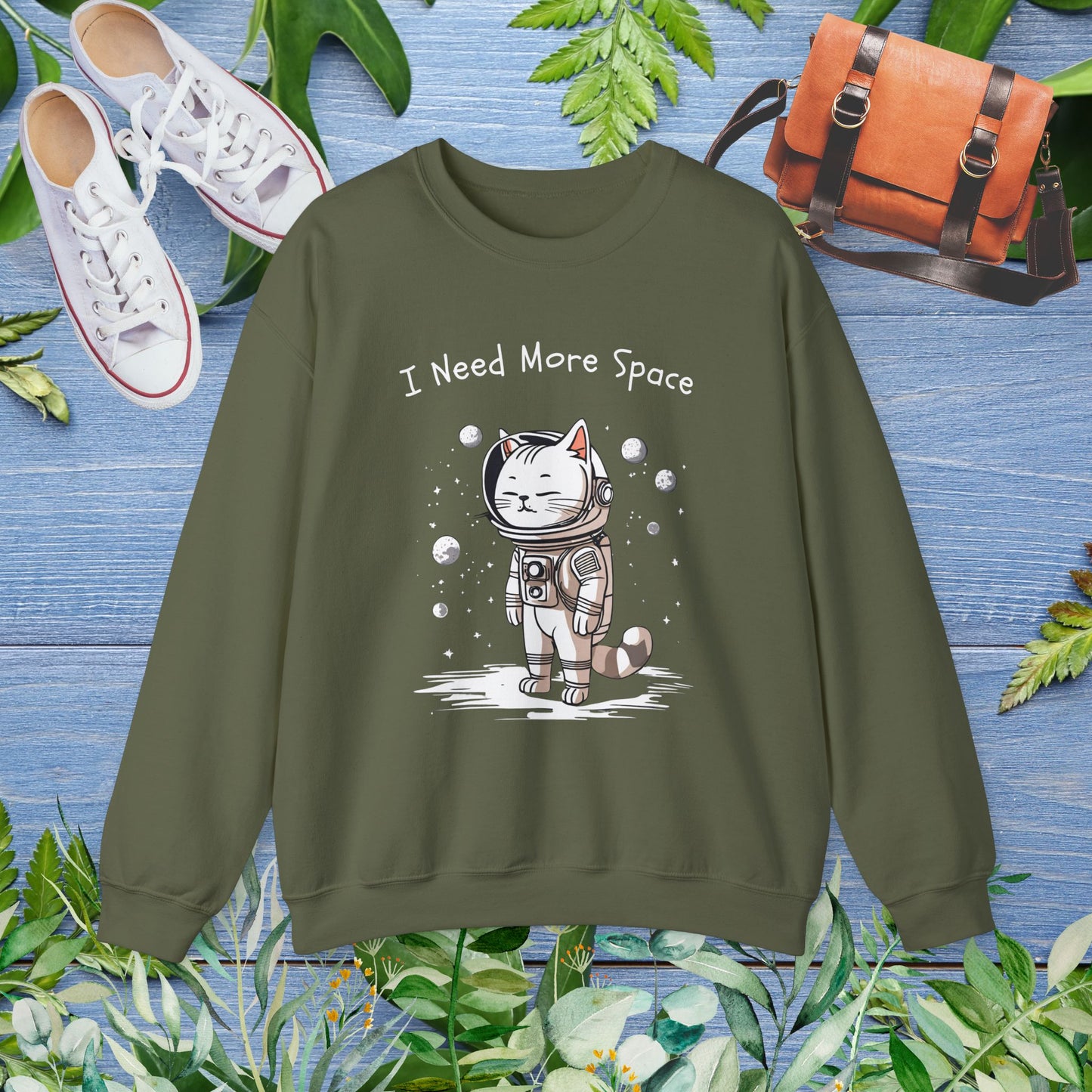 Space Cat Unisex Heavy Blend Crewneck Sweatshirt - furevermama