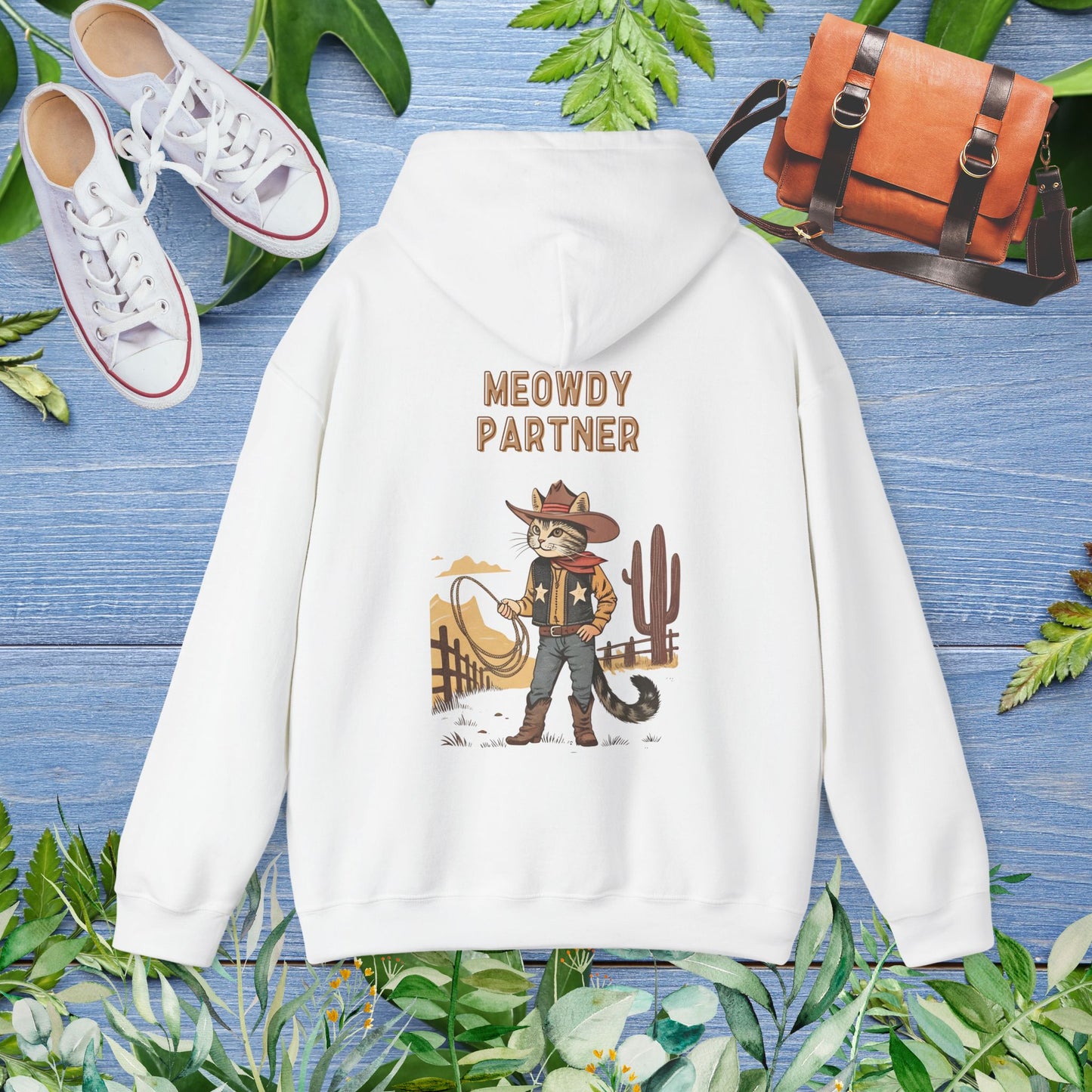 The Meowdy Partner Cat Unisex Hoodie (Back Print) - furevermama