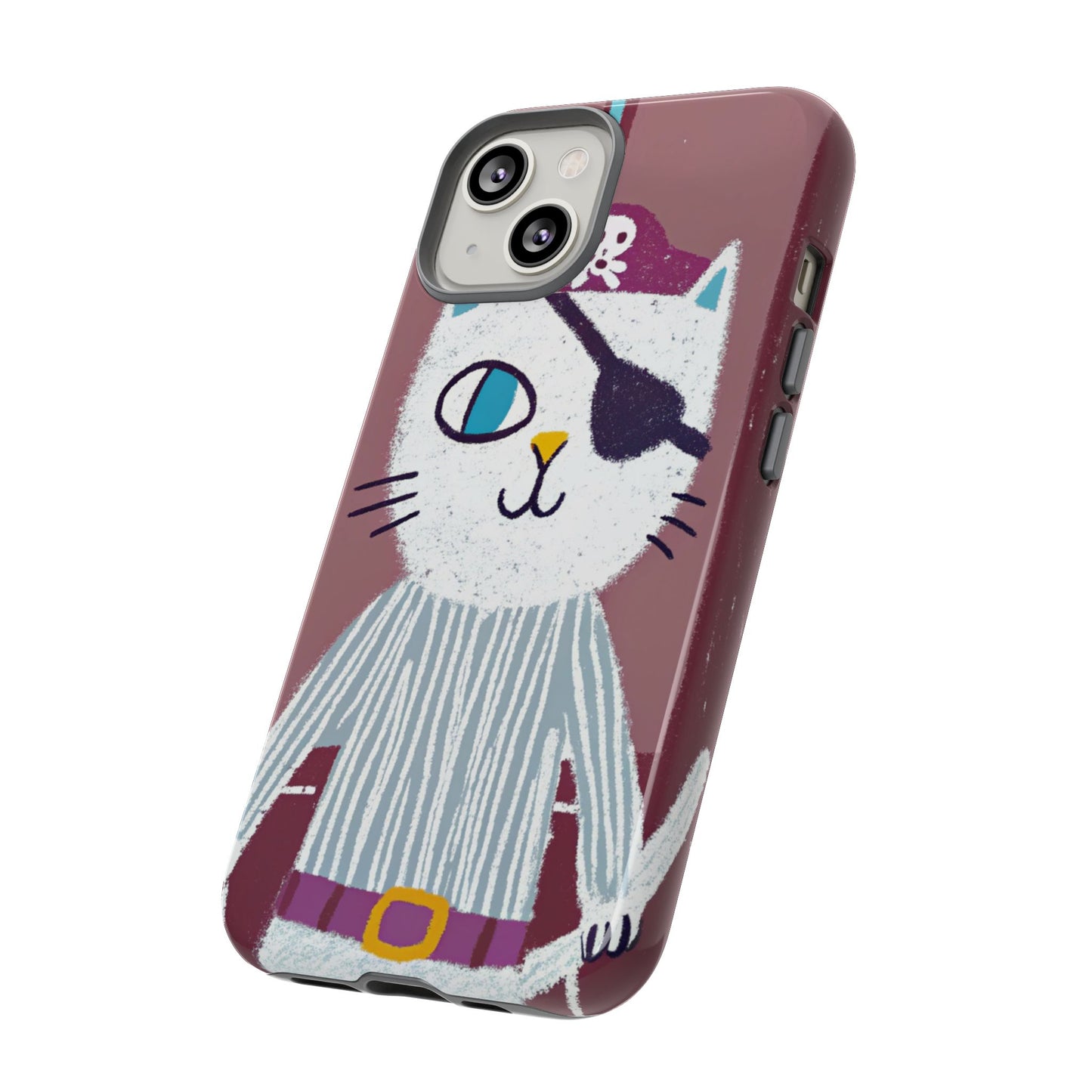 Phone Cases - Hand-Drawn Pirate Cat Design for Cat Lovers