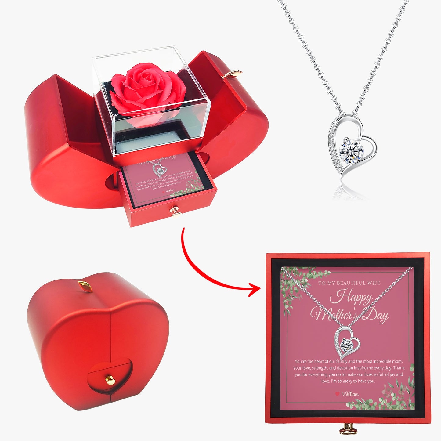Zirconia Necklace with Gift Box - To My Beautiful Wife - furevermama